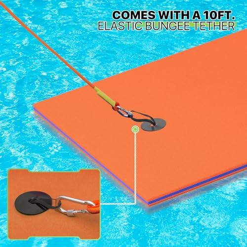 Magshion Magshion Lake Float for Adults 7x3 Ft XPE Foam Water Floating Pad for Beach, Ocean, Lake and Boating, High Density Float Pad with Elastic Cord and Storage Straps, Orange