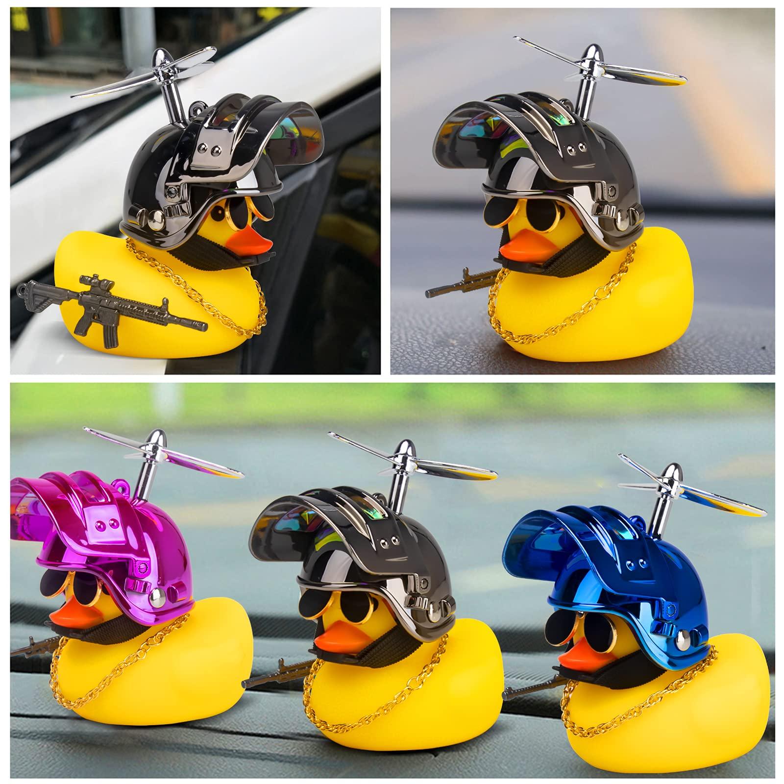 wonuu wonuu Rubber Duck Car Ornaments, Squeeze Duck Dashboard Decorations Bicycle Decor for Cycling Motorcycle & Bicycle Accessories Decorations (Brilliant Black-L&G)