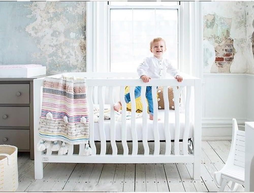 Mattress-Homes Crib Skirt Dust Ruffle, 100% Natural Cotton, Nursery Mini Crib Toddler Bedding Skirt for Baby Boys or Girls,(Light Grey Solid - 24" x 38"/10" Drop)