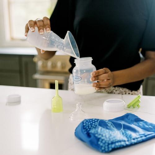 Dr. Brown\'s Dr. Brown's 100% Silicone One-Piece Breast Pump,Hands-Free Breast Milk Collector with Anti-Colic Options+ Baby Bottle (4 oz/120 mL),Level 1 Nipple,Travel Lid and Travel Bag
