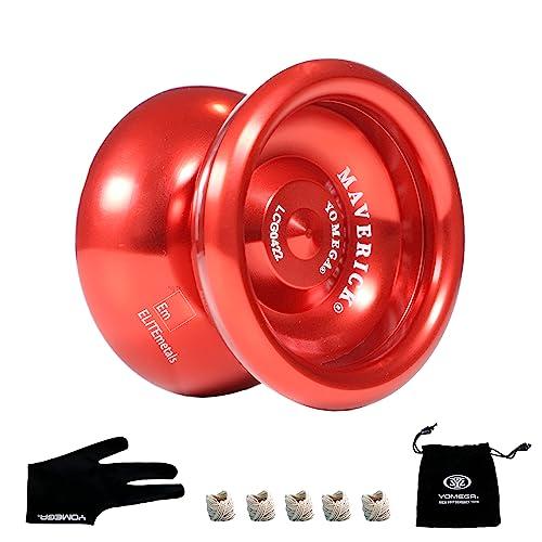 Yomega Yomega Maverick - Professional Aluminum Metal Yoyo for Kids and Beginners with C Size Ball Bearing for Advanced yo yo Tricks and Responsive Return + Extra 5 Strings & 3 Month Warranty (Red)