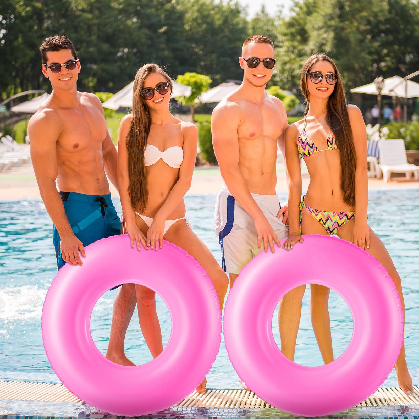 Gemscream Gemscream 8 Pcs Large Inflatable Pool Float 36 Inches Swimming Ring Pool Floats Adult Inflatable Tube for Summer Vacation Beach River Bachelorette Wedding Party Supplies(Rose Red)