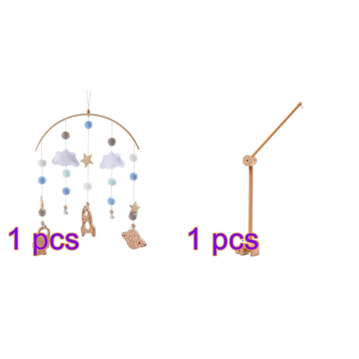 ikasus Crib Mobile for Baby with Wooden Arm, Wall Mounted Suitable for All Cribs 100% Natural Larch Hanger Nusery Decor Baby Room Safe Holder Type 2