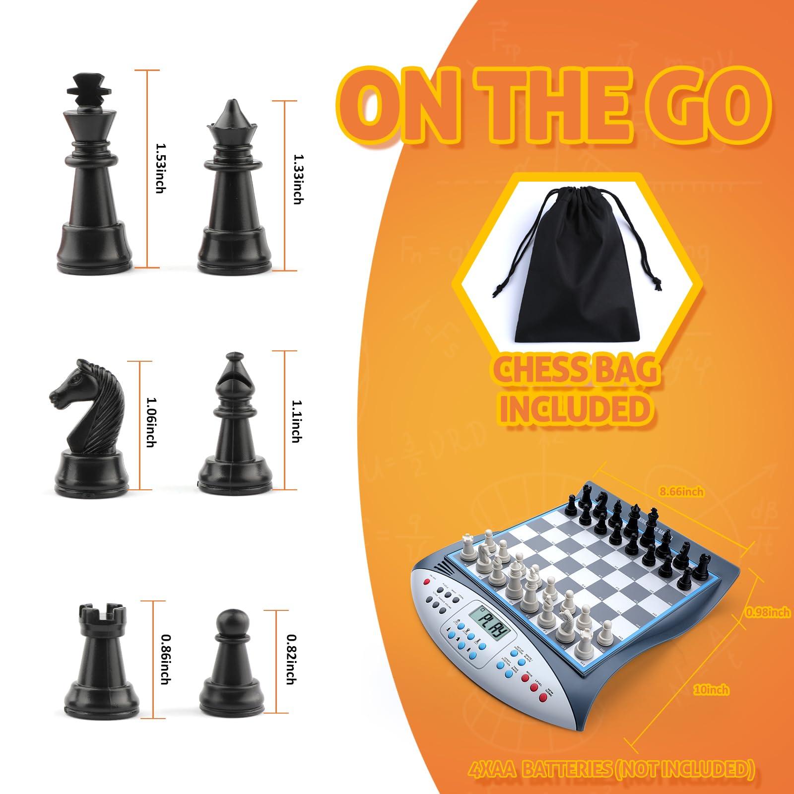 LEAFITOYS Talking Chess Master Electronic Chess Set, Computer Chess Board, Strong Magnetic Chess Computer Game, Electronic Chess Board with Display, Smart Chess Board with Voice Learning Tutor for Kids & Adults