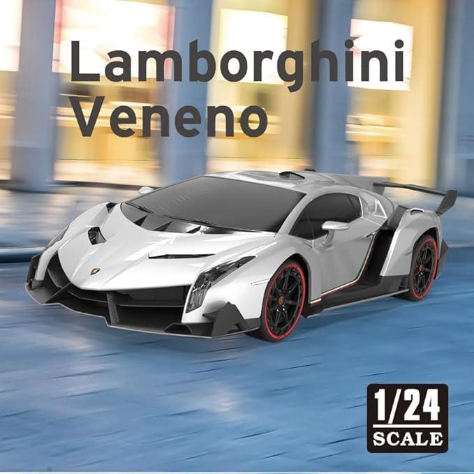 Vinie Vinie Remote Control Car for Boys, RC Cars Lamborghini, 1:24 Scale Officially Licensed Kids Toys, Lambo Veneno Drift Car with Cool Led Lights, 4 5 6 7 8 9 10 11 12 Year Old Boy Birthday Gift (Silver)