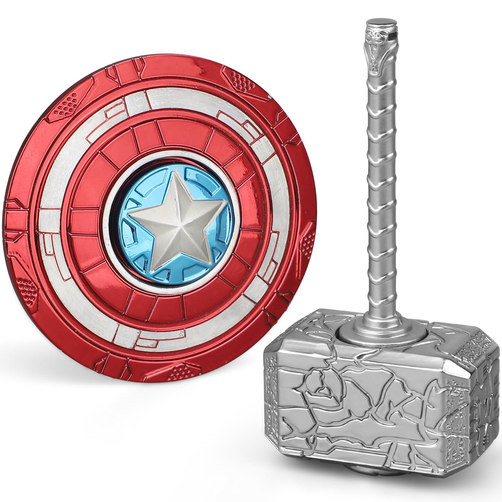 Amarlozn Cool Hammer Fidget Spinner Toy for Kids Adults, Metal 2 in 1 Hammer for Kids Adults, Keychain Infinity Cube for Office Stress Relief, Goody Bag Filler, 2 Pack Birthday (with Case)