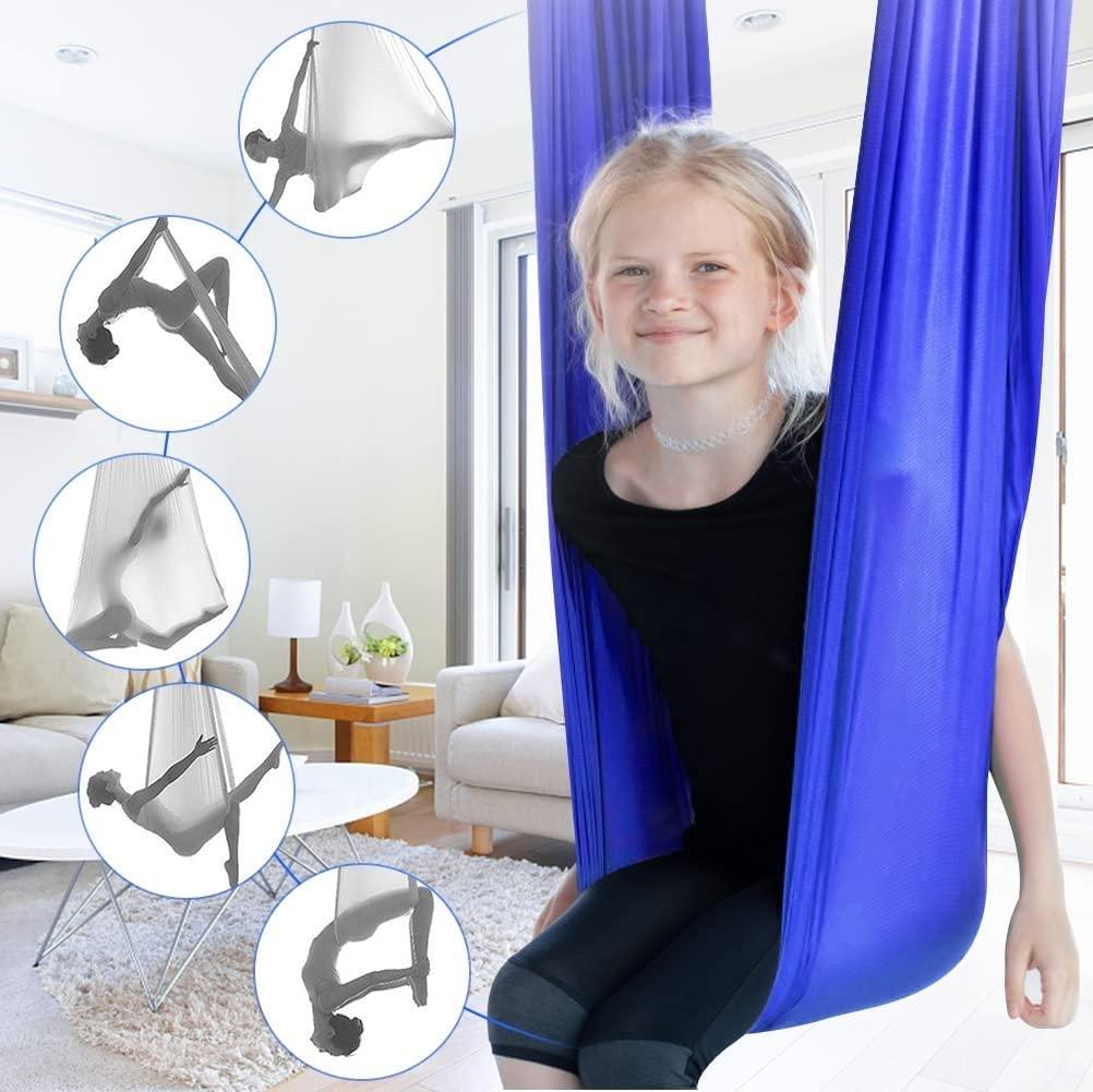 BSFHQS BSFHQS Sensory Swing for Kids Therapy Swing for Adults Indoor Soothing Cuddle Hammock Durable Fabric Elastic Snuggle Swing Adjustable Aerial Yoga Hanging Seat Calming Effect