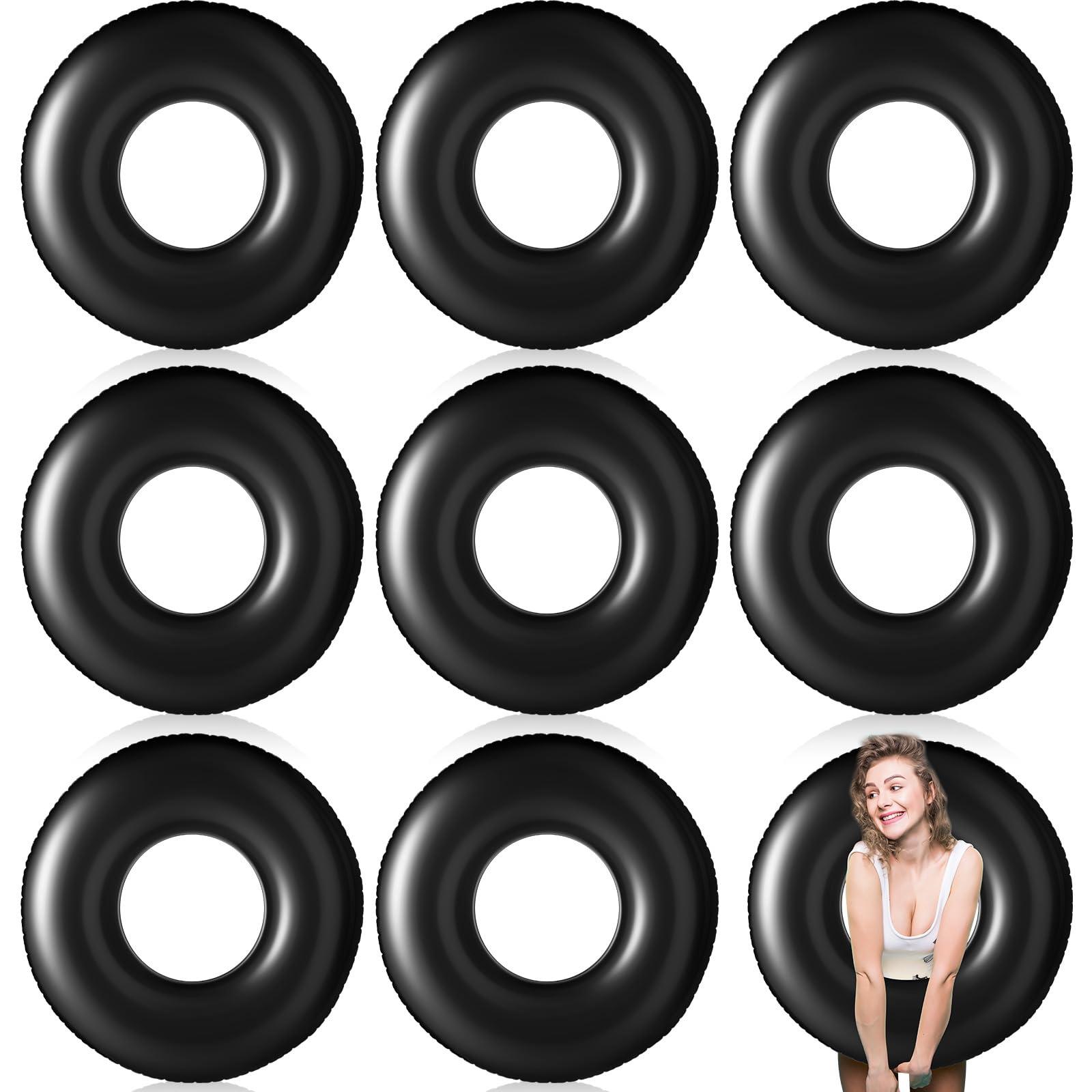 Gemscream Gemscream 8 Pcs Large Inflatable Pool Float 36 Inches Swimming Ring Pool Floats Adult Inflatable Tube for Summer Vacation Beach River Bachelorette Wedding Party Supplies(Black)
