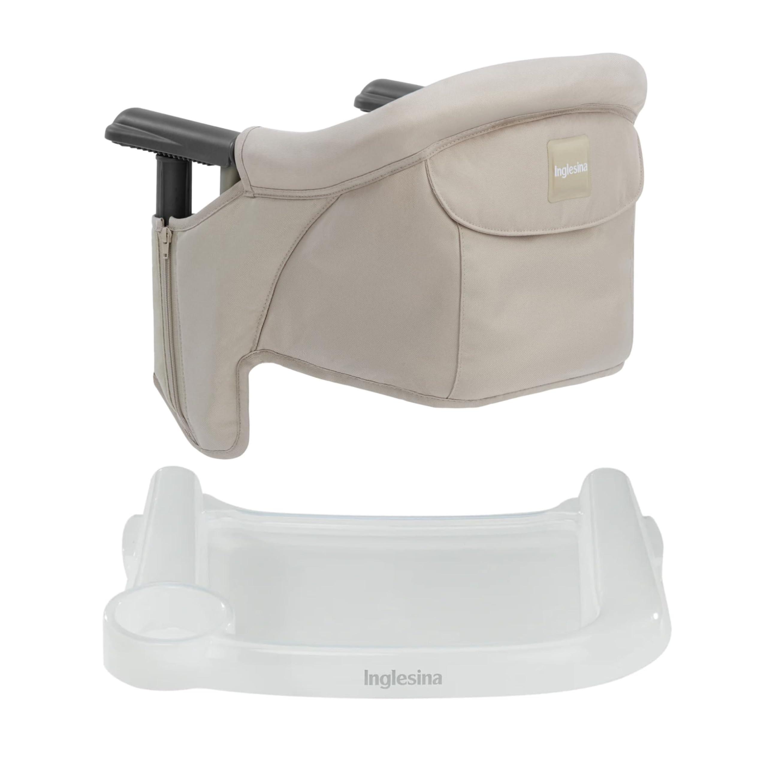 Inglesina Inglesina Fast Table Chair - Cream + Fast Dining Tray - Portable High Chair for Baby & Toddlers, Infant 6-36 Months - Fits Tables 0.8'' to 3.5'' - Collapsible and Compact Design - Carry Bag Included