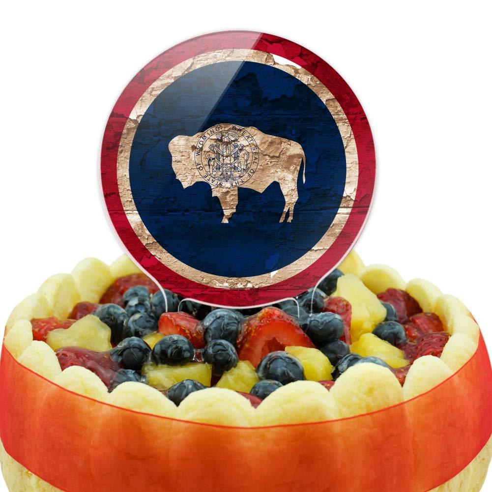 GRAPHICS & MORE Acrylic Rustic Distressed Wyoming State Flag Cake Topper Party Decoration for Wedding Anniversary Birthday Graduation