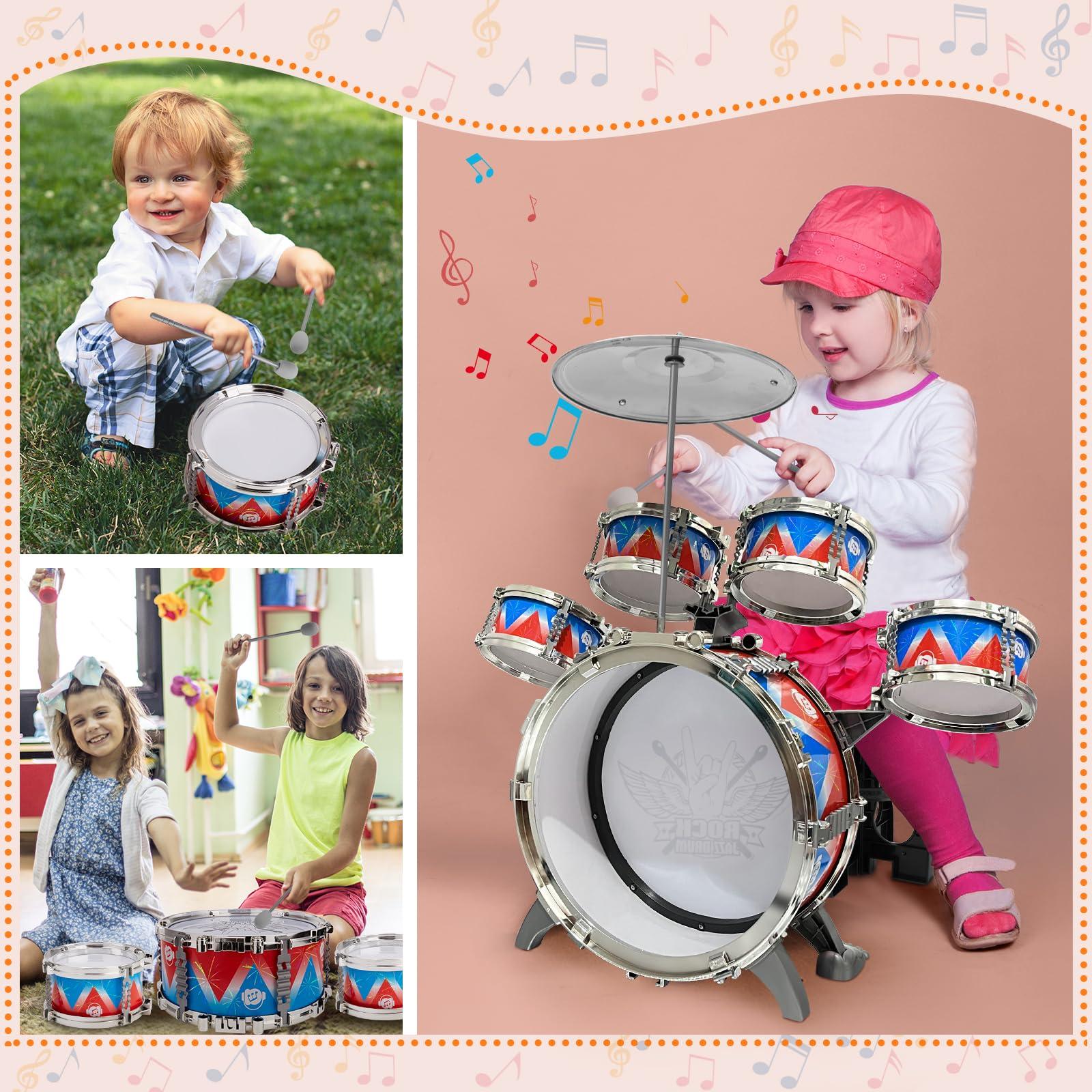 CHADRIGIVS Toddlers Drum Set Kids Jazz Drum Kit Band Rock Drum for 3-5 Years Old Perfect Birthday Xmas Gift - Early Learning Musical Toy Set with Easy Assembly