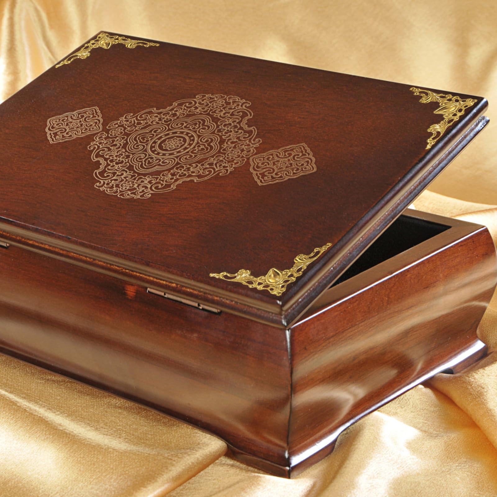 Rddconkit 48 Solid Pure Copper Box Corner Protectors, Retro Table Edge Cover, Cabinet Furniture Decoration Edge Safety, Desktop Jewelry Box Corner Protectors (Gold)