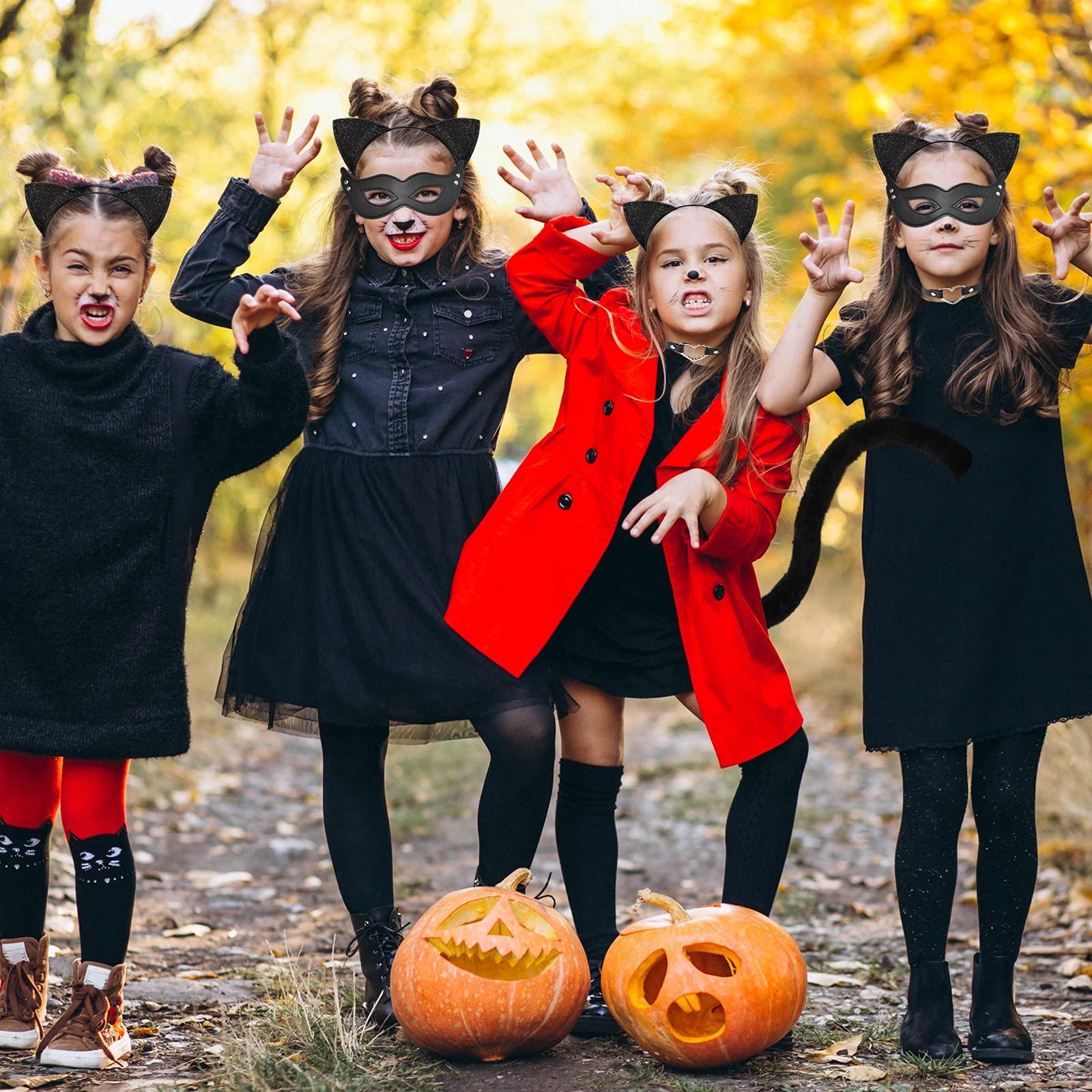 Halatool Halatool 4PCS Catwoman Costume for Women Catwoman Halloween Costume Catwoman Mask Choker Ears and Tail Set for Themed Party