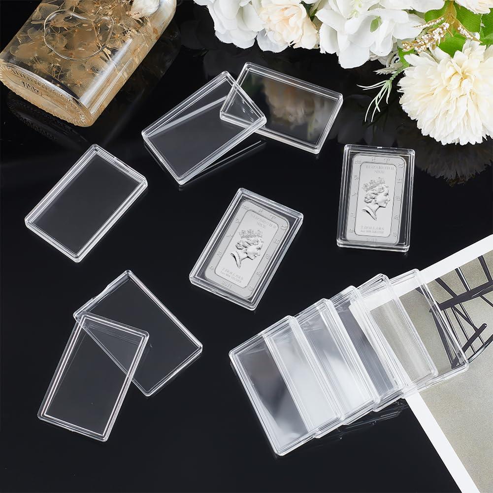 FINGERINSPIRE FINGERINSPIRE 18 Pcs Silver Bar Case Acrylic Silver Bar Holder Clear Storage Container Compatible Gold Silver Bar 1.3x2.1 Inner Storage Silver Bullion Storage for Collection of Gold Bar Silver Bar