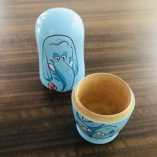 Sezrgiu 6 Piece Set Elephant Matryoshka Russian Nesting Dolls for Girls Boys Wooden Stacking Toys Hand Painted Figurines Home Decor Birthday Party New Year(Elephant)