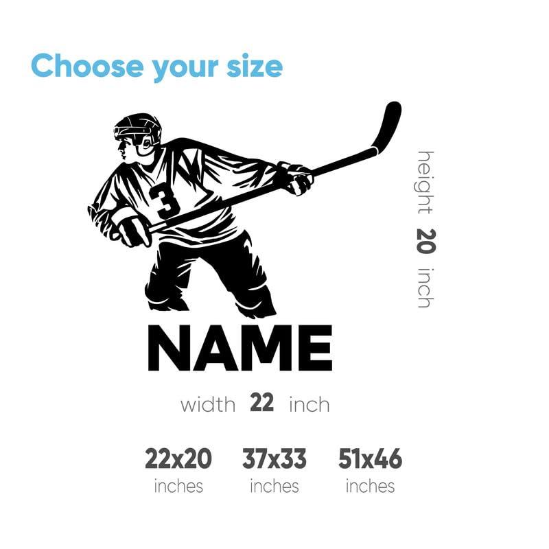 A TOP DESIGN Hockey Wall Sticker - Personalized Hockey Wall Decor - Hockey Decal Wall - Hockey Vinyl Decal - Hockey Wall Decals Bedroom