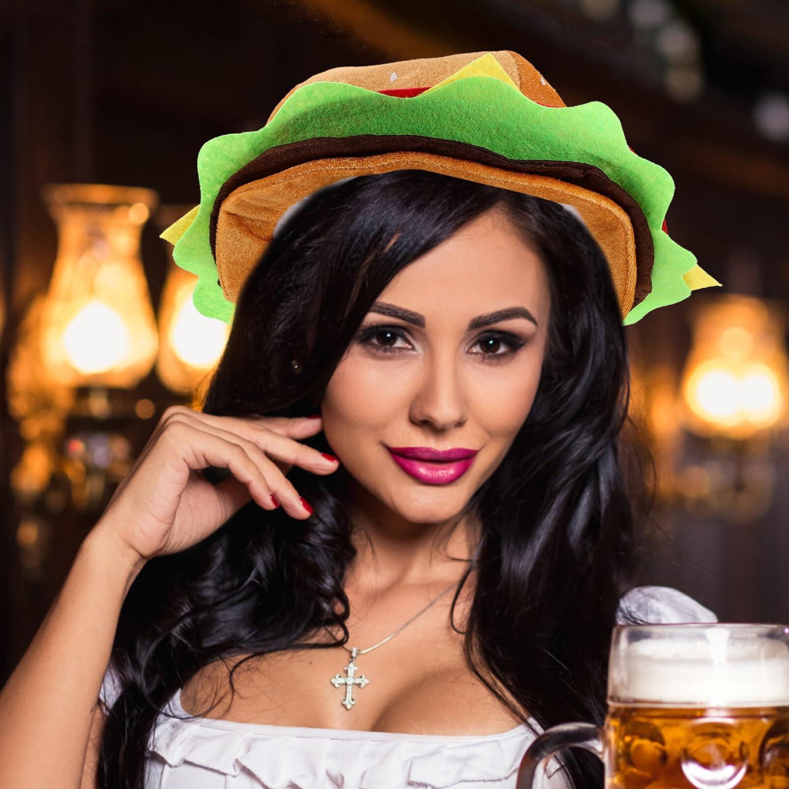 STOBAZA STOBAZA Funny Hamburger Hat, Food Cheeseburger Headgear Hat for Funny Party Hat Soft Plush Burger Hat, Crazy Silly Costume Hat Headwear for Halloween Party Role Play Dress Up, One Size Fits