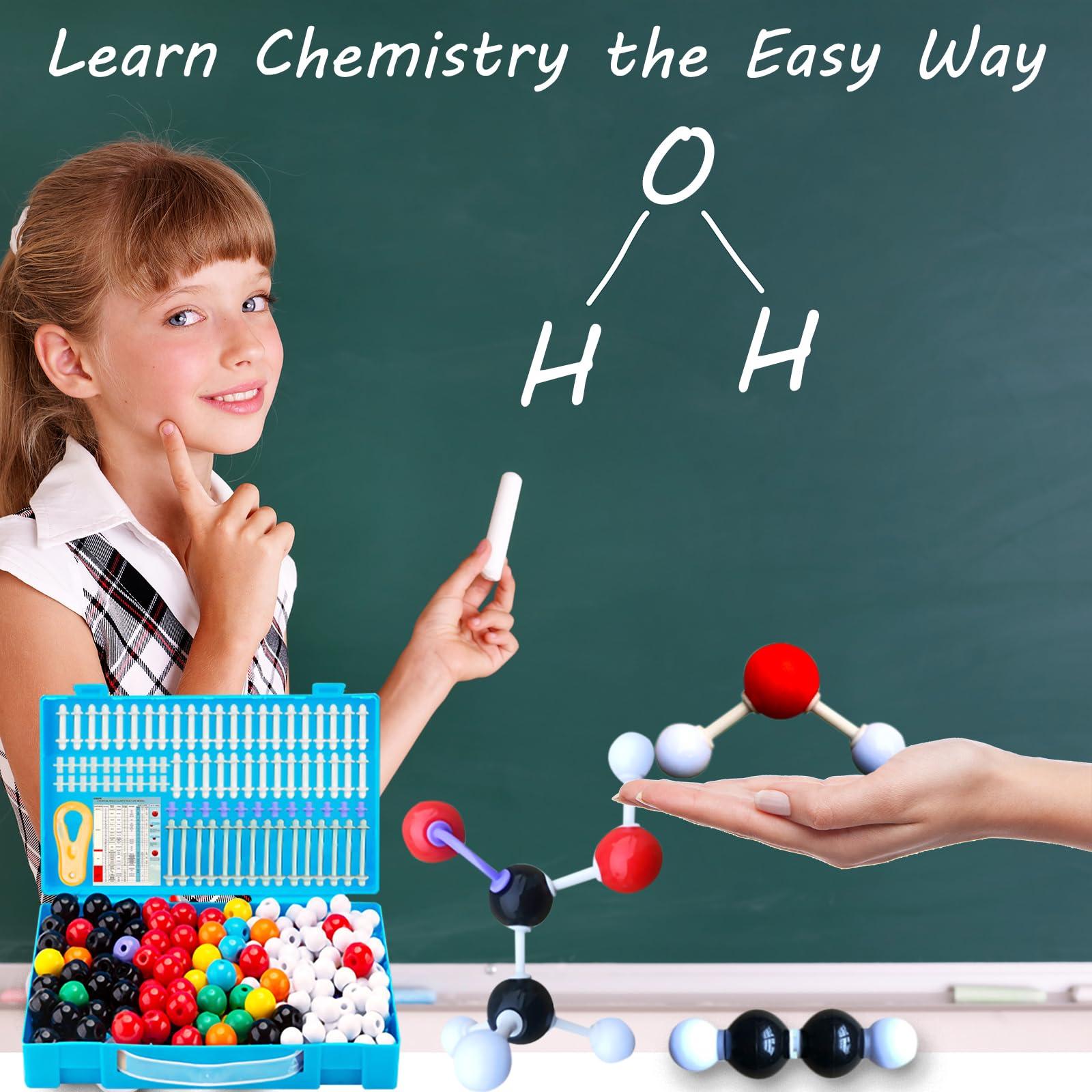 EXBEPE EXBEPE Comprehensive Chemistry Molecular Model Kit 406pc Organic and Inorganic STEM Set,Middle,High School,and College Supplies, Educational Science Set Learning Structure and Reactions Student Gifts