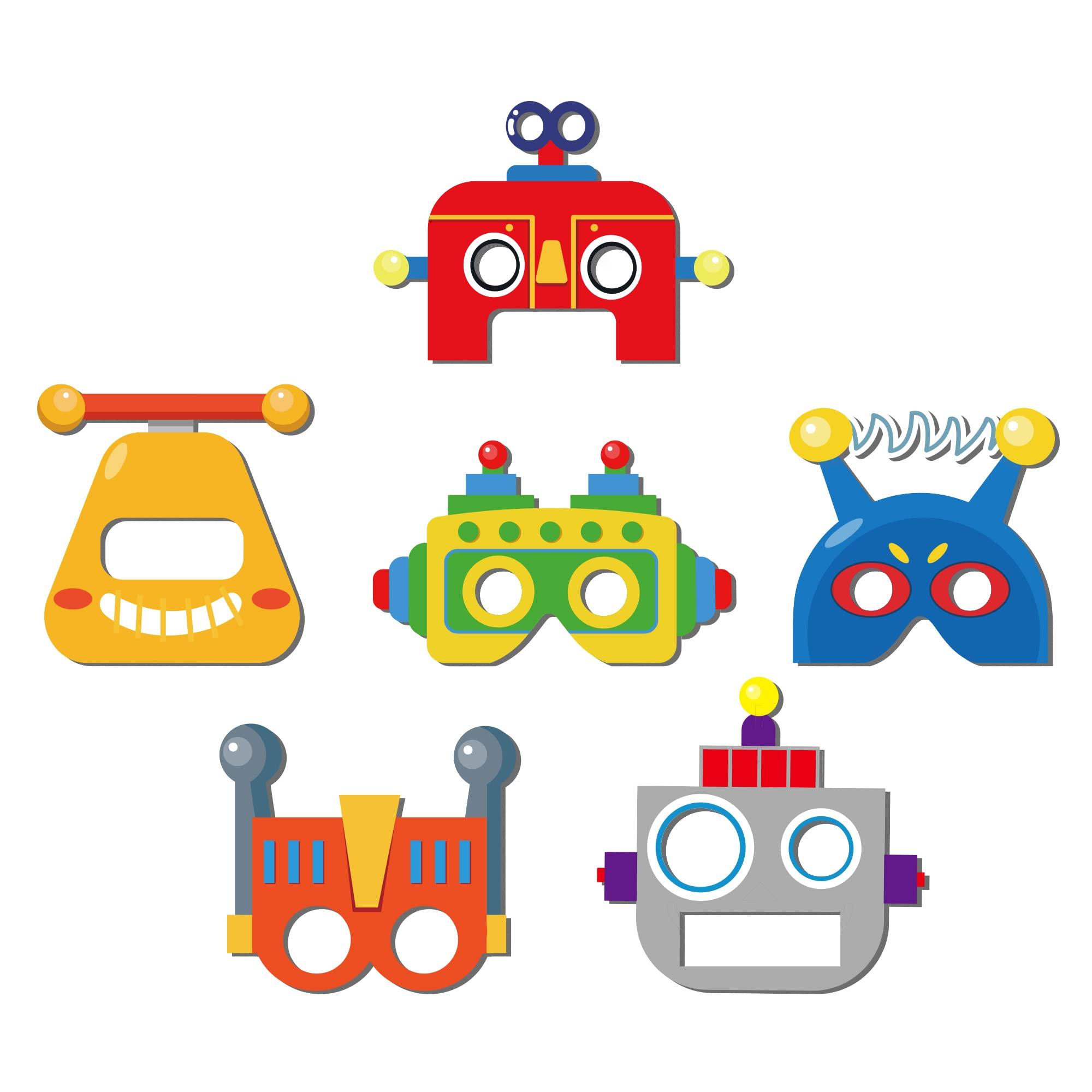 Lide Road 12 PCS Robot Paper Masks Robot Birthday Party Cosplay Masks for Birthday Party Bots Party Supplies Gift Robots Party Favor Birthday Cosplay Dress up Costumes for Kids Boy Girl Party Favors