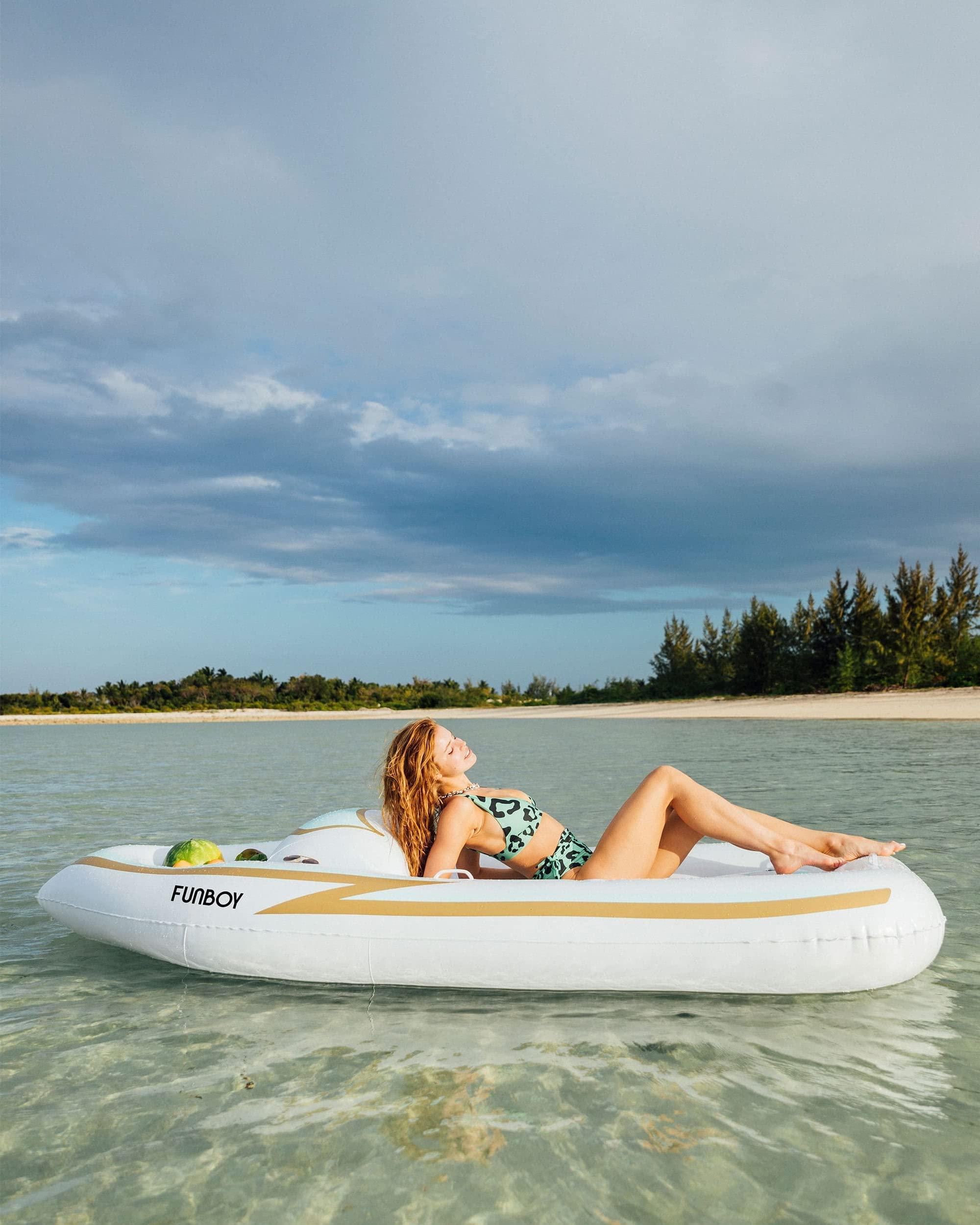 FUNBOY FUNBOY Giant Inflatable Yacht Speed Boat Pool Float, Two Cupholders, Luxury Float for Summer Pool Parties and Entertainment, Bundle Pack of 2