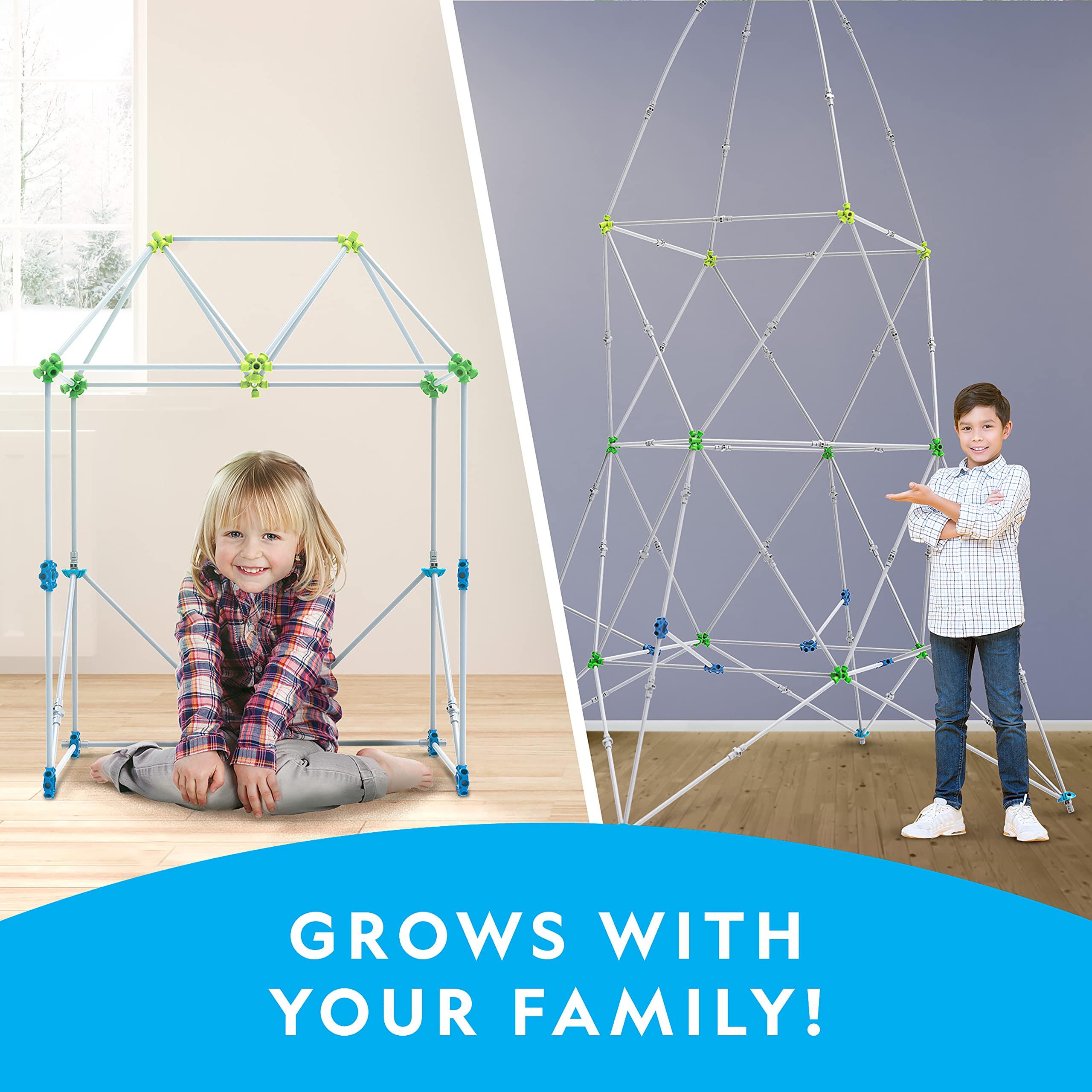 Blue Marble National Geographic Indoor Fort Building Kit - 225 Pieces for Creative Play, STEM Building Toys for Kids Ages 6-12, Blanket Fort (Amazon Exclusive)