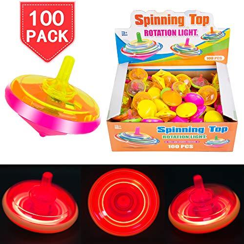 PROLOSO PROLOSO 100 Pcs Light Up Spinning Tops LED Flashing Spinners with Gyroscope