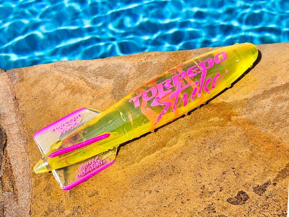 Torpedo Strike Torpedo Strike SpinFin 10.25\" Large Pool Torpedo Rocket Spins & Glides Up to 30 Feet Like Underwater Football for Under Water Passing Games Underwater Torpedo Diving Toy Glider (Yellow)