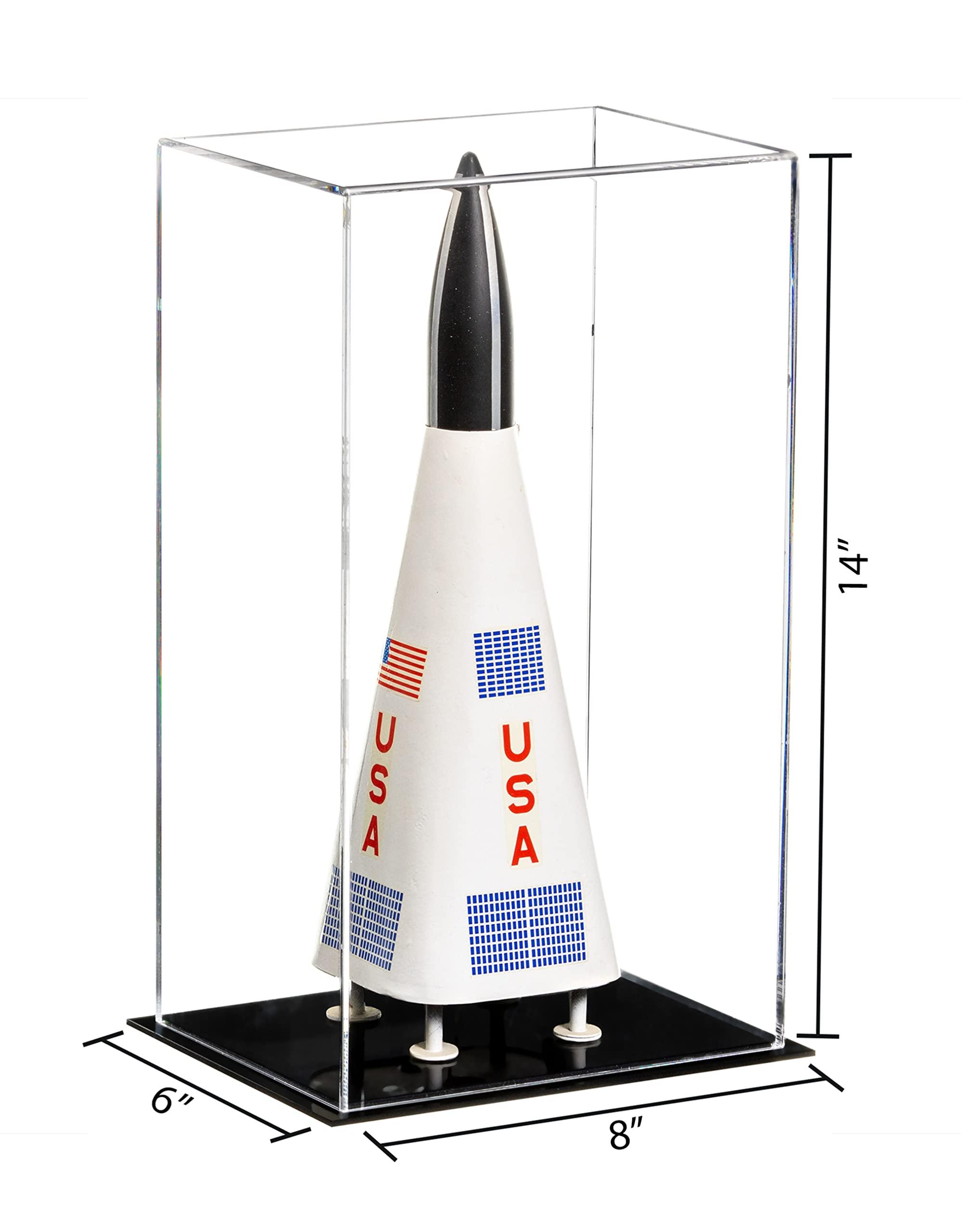 Better Display Cases Better Display Cases Small Model Rocket Clear Acrylic Display Case with Black Base (V18/A092)