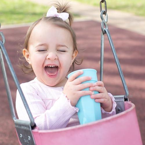 Dr. Brown\'s Dr. Brown's Milestones Cheers 360 Cup Spoutless Transition Handles for Easy Grip & Leak-Freere Training Toddlers Babies, Leak-Free Sippy Cup, Blue/Aqua