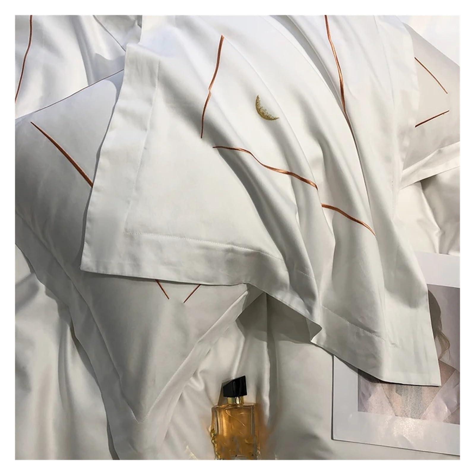 VSVE VSVE Luxury 1000TC Egyptian Cotton Bedding Set 1 Lines Embroidery Duvet Cover Set with Sheet Covers Pillowcases Bed Linen Bedding