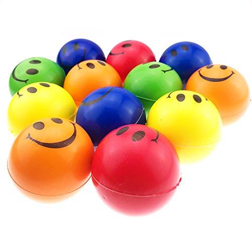 Akusety Akusety Neon Colored Smile Funny Face Stress Ball - Happy Smile Face Squishies Toys Stress Balls Bulk Pack of 12 Relaxable 2.5" Stress Relief Smile Squeeze Balls Fun Toys