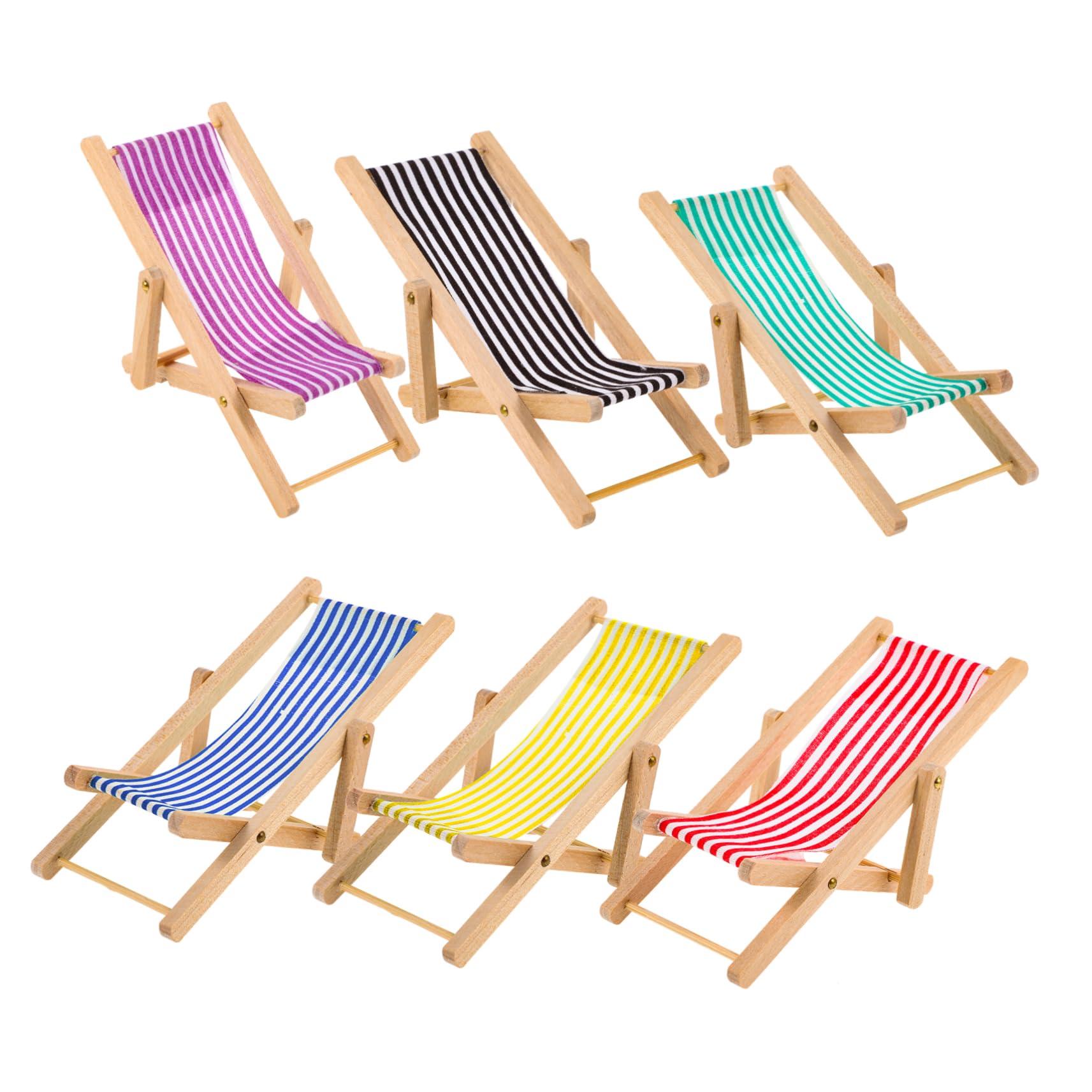 PRETYZOOM 6pcs Beach Chair Model Mini House Chair Model Miniature Chair Miniature Folding Chairs Folding Miniature Lounge Chair Mini Foldable Beach Chair Miniature Beach Chair Mini Ornament