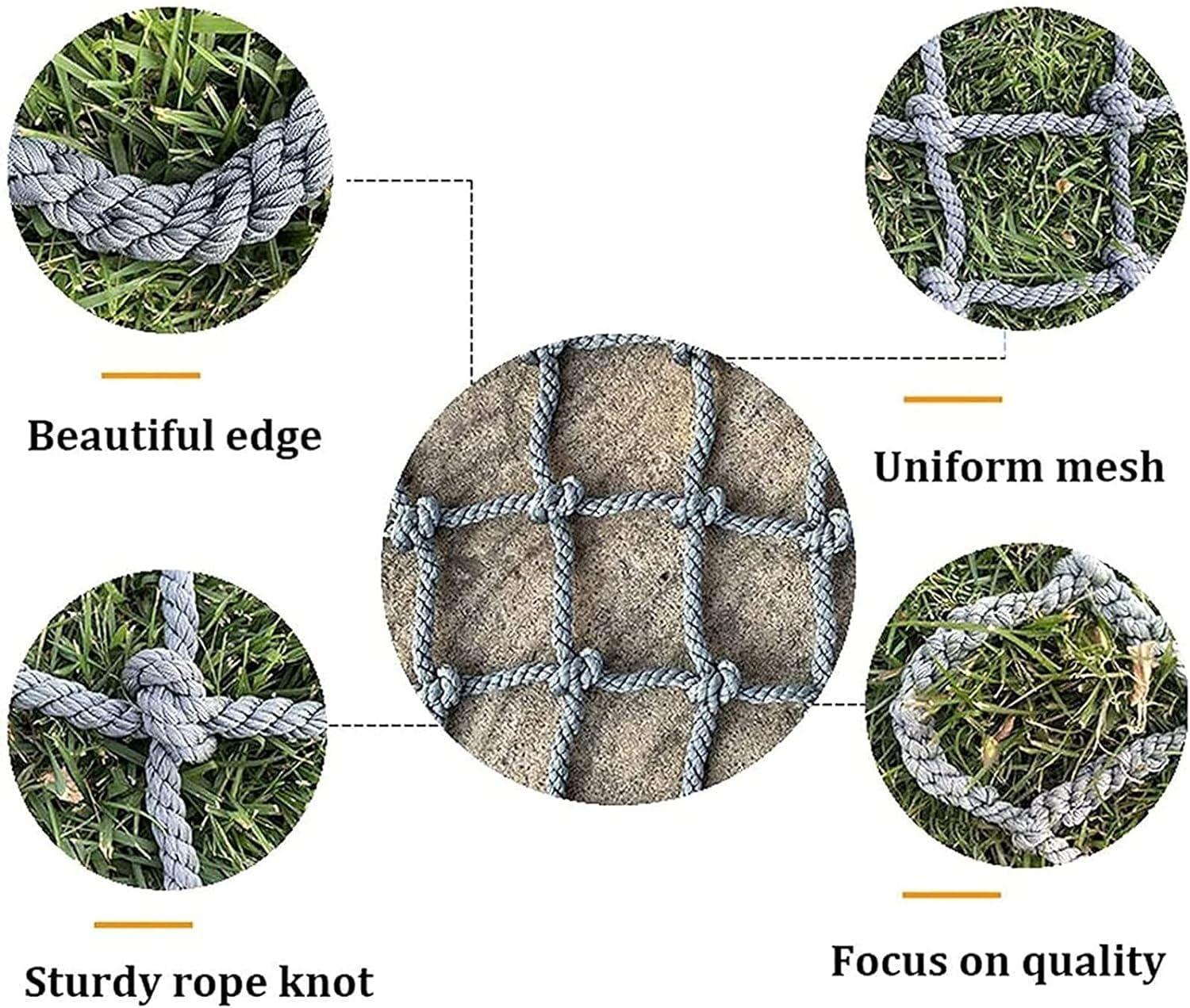 VCGIIEEWGHJDEW Climbing Cargo Net, Portable Rope Climbing Net for Treehouse Playground Play Equipment Decoration (Color : 12mmX12cm, Size : 1mX1m), PAW-37 (6mmx8cm 1mX1m)