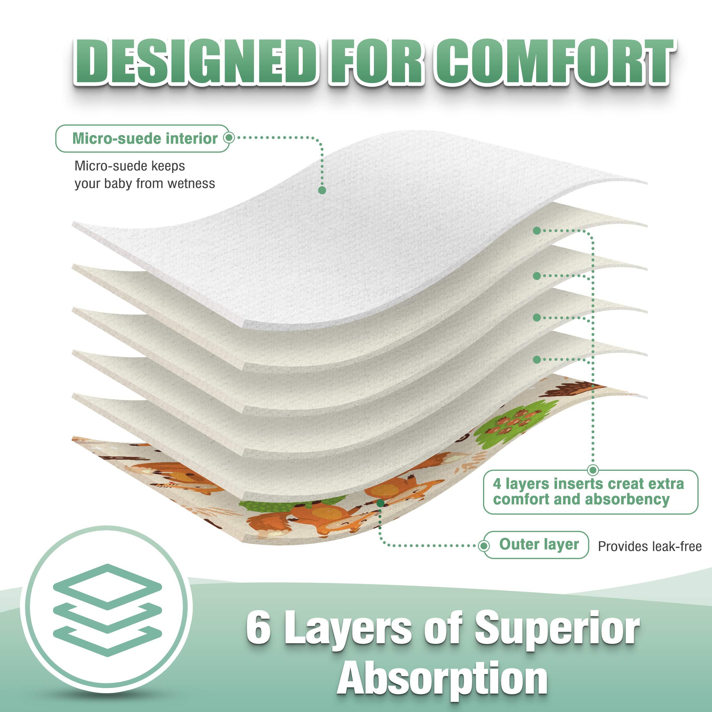 wegreeco wegreeco Cloth Diapers 6 Pack with 6 Inserts & 1 Wet Bag, Washable Cloth Diapers for Babies, One Size Adjustable Reusable Diapers Baby (Neutral Prints)