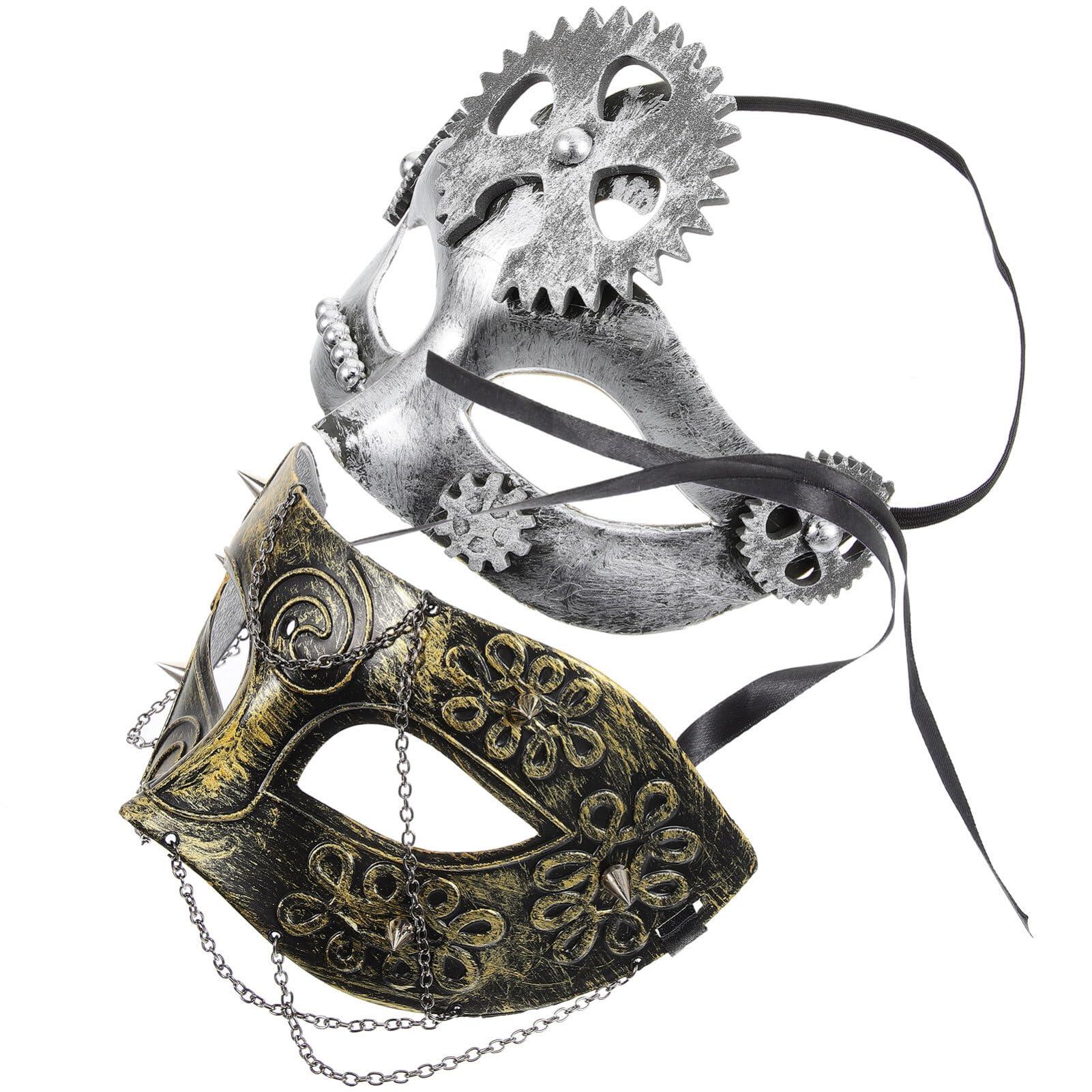 Didiseaon Didiseaon 2pcs Halloween Punk Gas Masks Halloween Scary Costume Masks Cosplay Prop Venetian Masks Retro Steampunk Masquerade Masks Steampunk Dress up Party Masquerade Mask Headwear Headgear