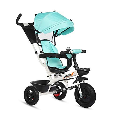 DEKD DEKD Toddler Tricycle Toddler Trike for Boys Girls Rotatable Seat Parent Steering Push Handle (Color : Green)