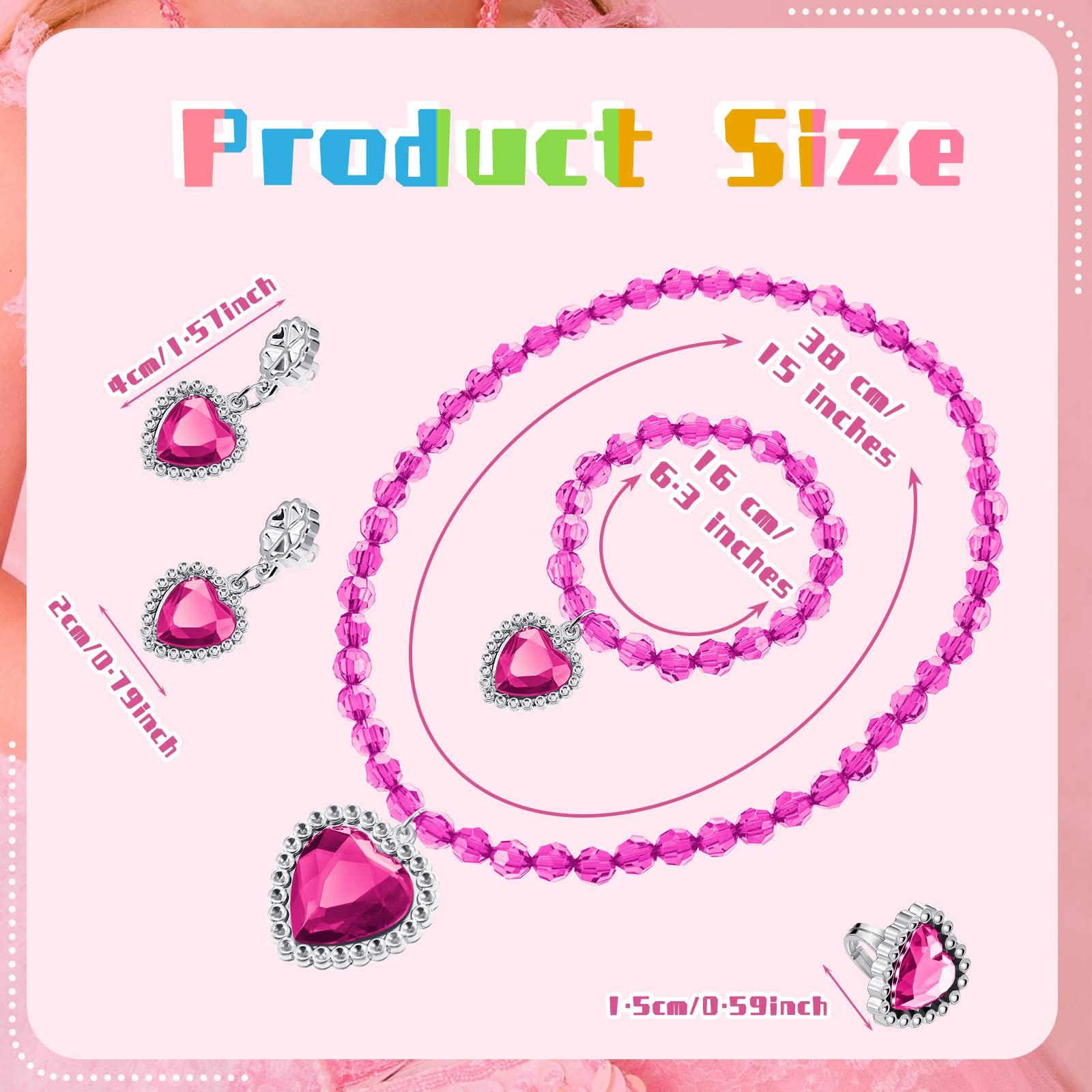 Henoyso Henoyso 6 Set Princess Jewelry Dress Up Jewelry Princess Pretend Toy Jewelry Set with Necklace Bracelet Rings Earrings Princess Costume Jewelry Beaded Toy Necklace for Party Favors Costume (Colorful)