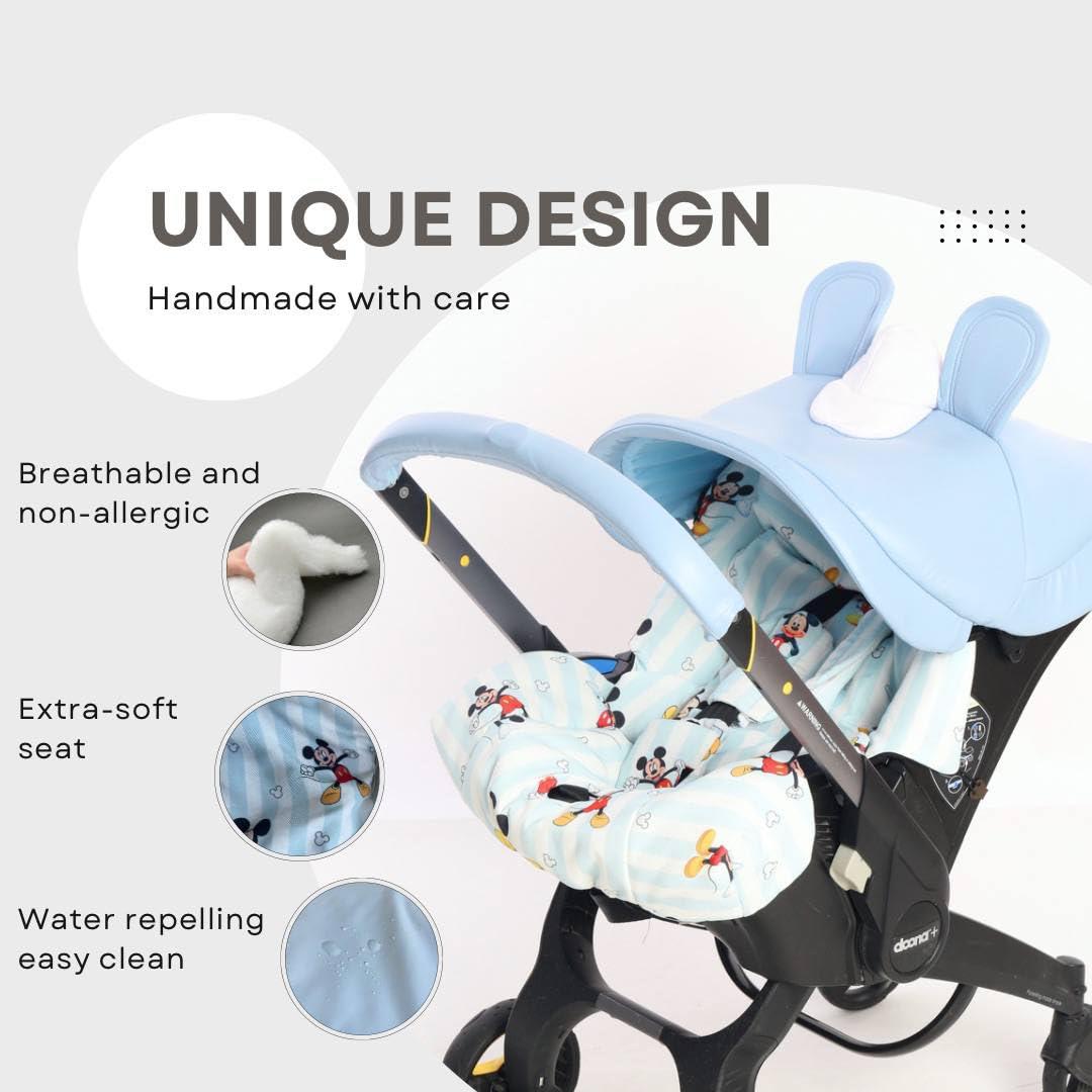 Boss and Baby Boss and Baby - Pink Handmade Doona Accessories: Doona Stroller Car Seat Cover Replacement Set - Includes Canopy, Seat Replacement, Shoulder & Crotch Pads (Basic Set)