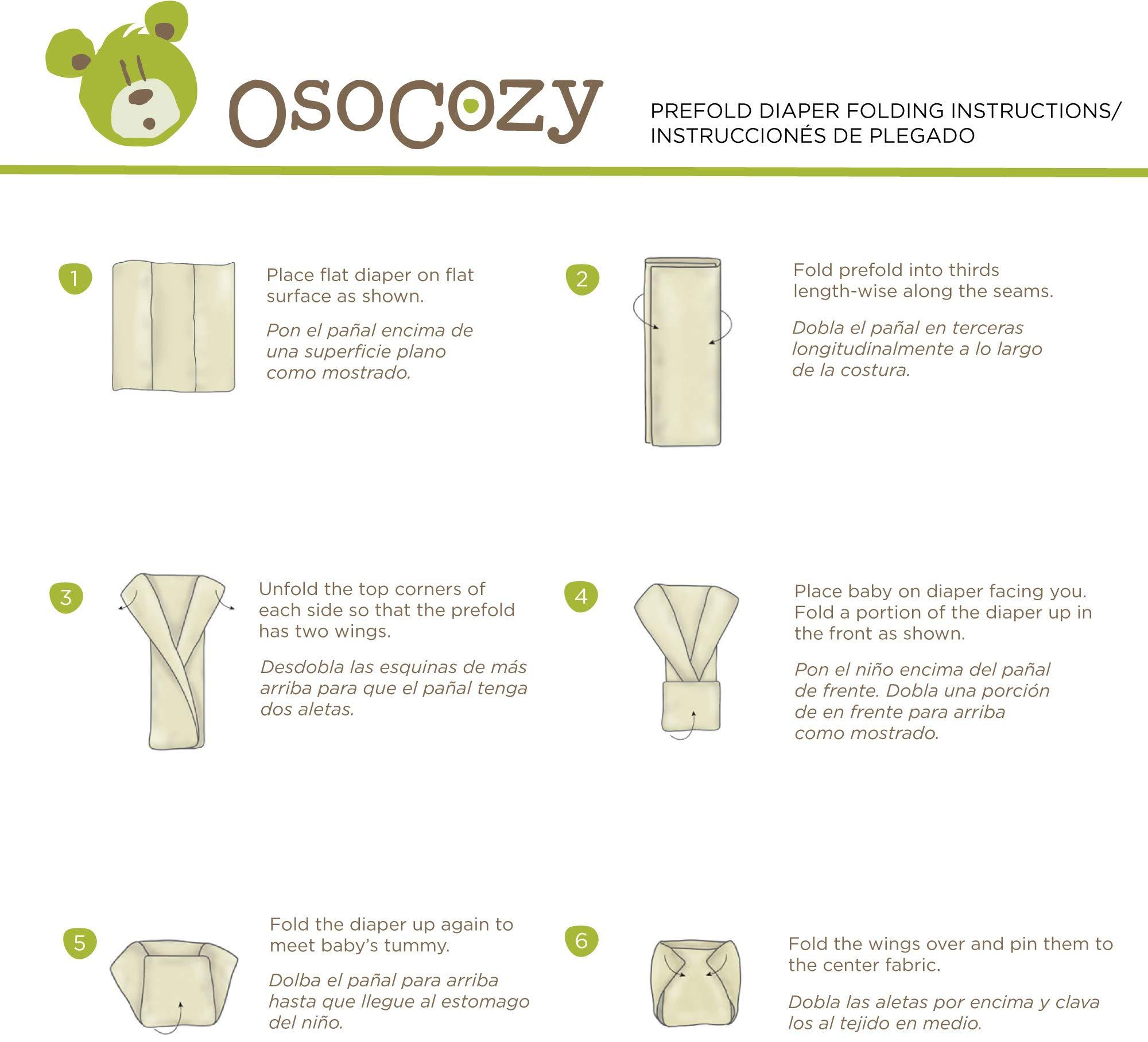 OsoCozy Unbleached Prefold Cloth Diapers by OsoCozy 100% Cotton, Durable, Soft, Absorbent, Sustainable & Economical - 9.5"x13", Fits 4-10 Lbs. - (Preemie 2x6x2)
