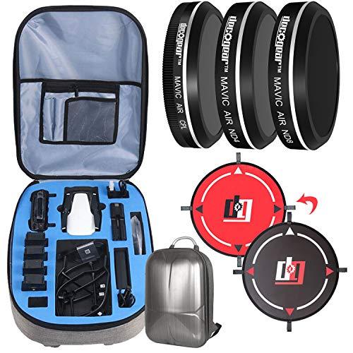 Deco Gear Deco Gear DJI Mavic Air Accessory Bundle- EVA-Protected Hardshell Travel Backpack with 3Pc. Filter Kit (ND4 + ND8 + CPL) and Landing Pad