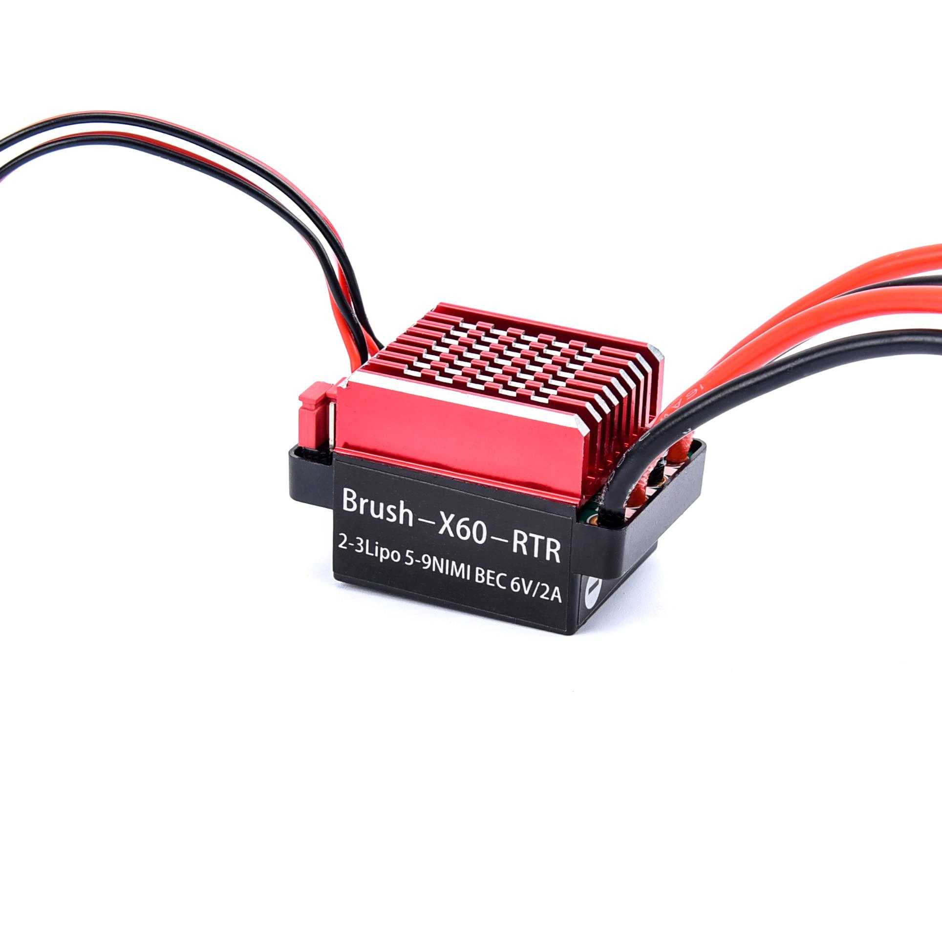 ZeckTeck RC 60A Brushed ESC Electric Speed Controller 6V/2A BEC for 1/10 RC Car Traxxas TRX4 TRX6 D90 HSP Redcat 4WD Truck Monster Crawler