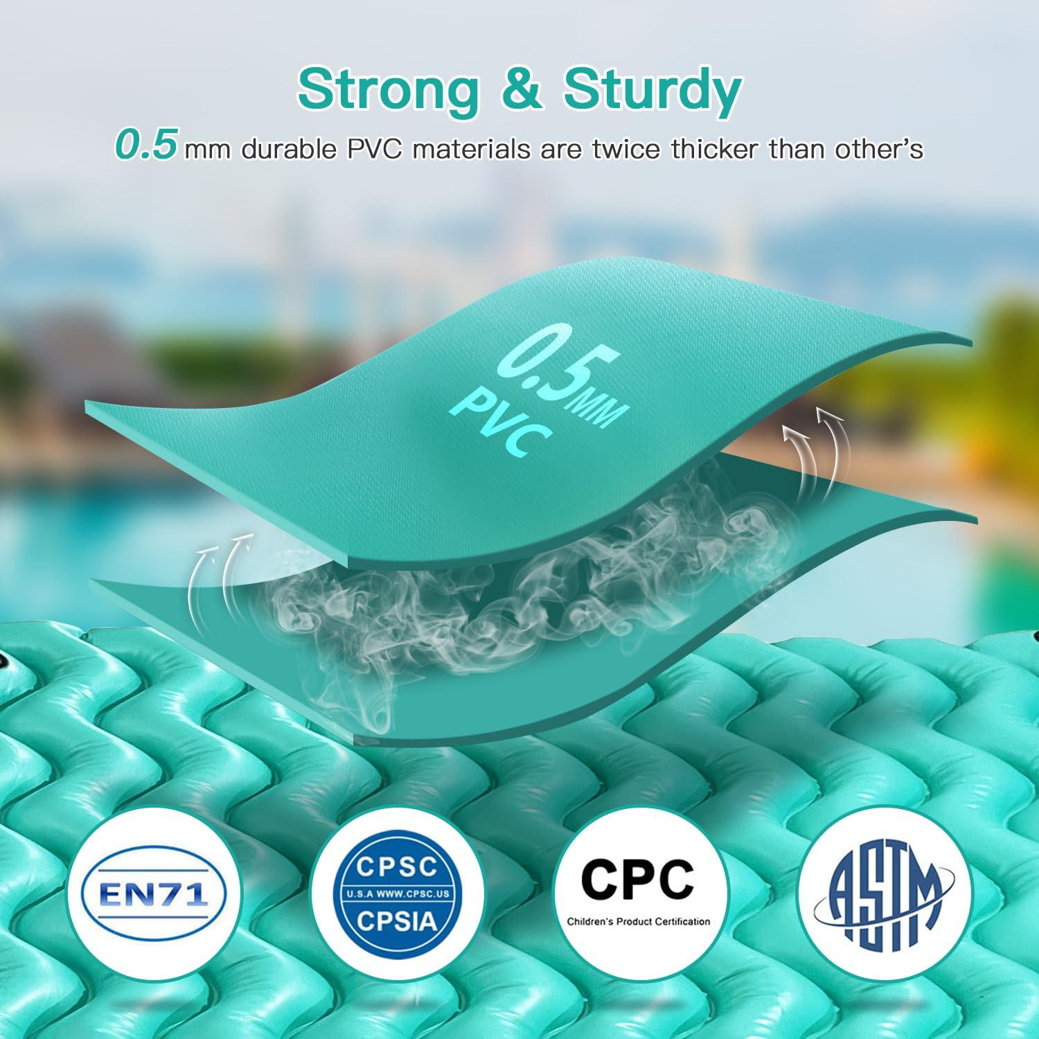 Sunrio Sunrio 114'' X 72'' Giant Inflatable Floating Mat-Pool Float Lake Floats for Adults with Pool Hammock Pool Mats for Floating Swimming Pool, Beach, Lake for Summer Water Party