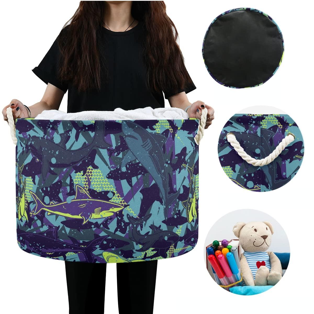 DOMIKING Sharks Kids Toy Storage Basket Storage Bin Box Organizer Basket for Laundry Hamper, Kid's Room, Baby & Dog Toy