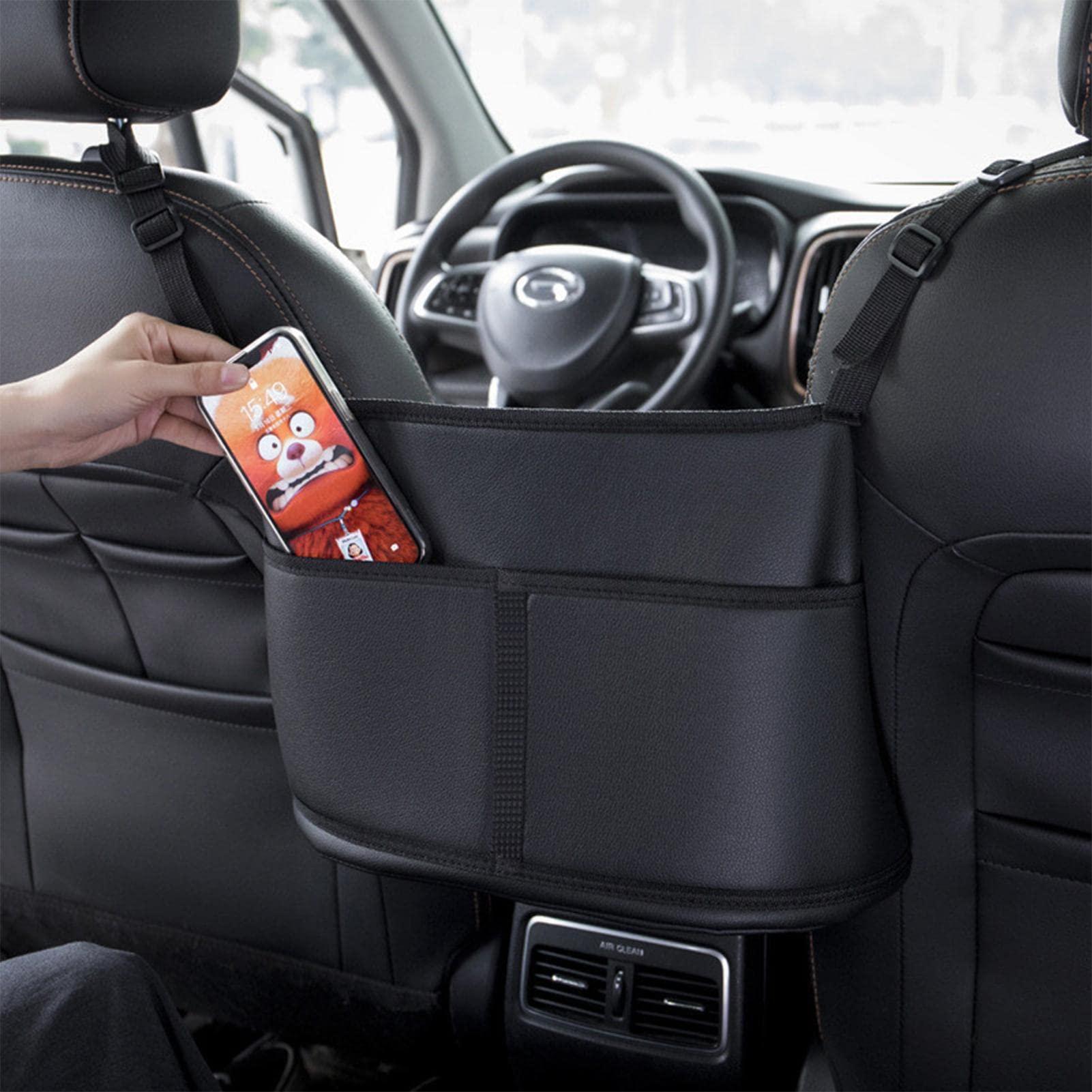 HOMRAA Car Organizers and Storage Car Seat Organizer Purse Holder Between Seats Pocket Handbag Holder Car Handbag Holder Car Storage Bag Leather Bag Between Front Seats Barrier and Storage Pocket Co