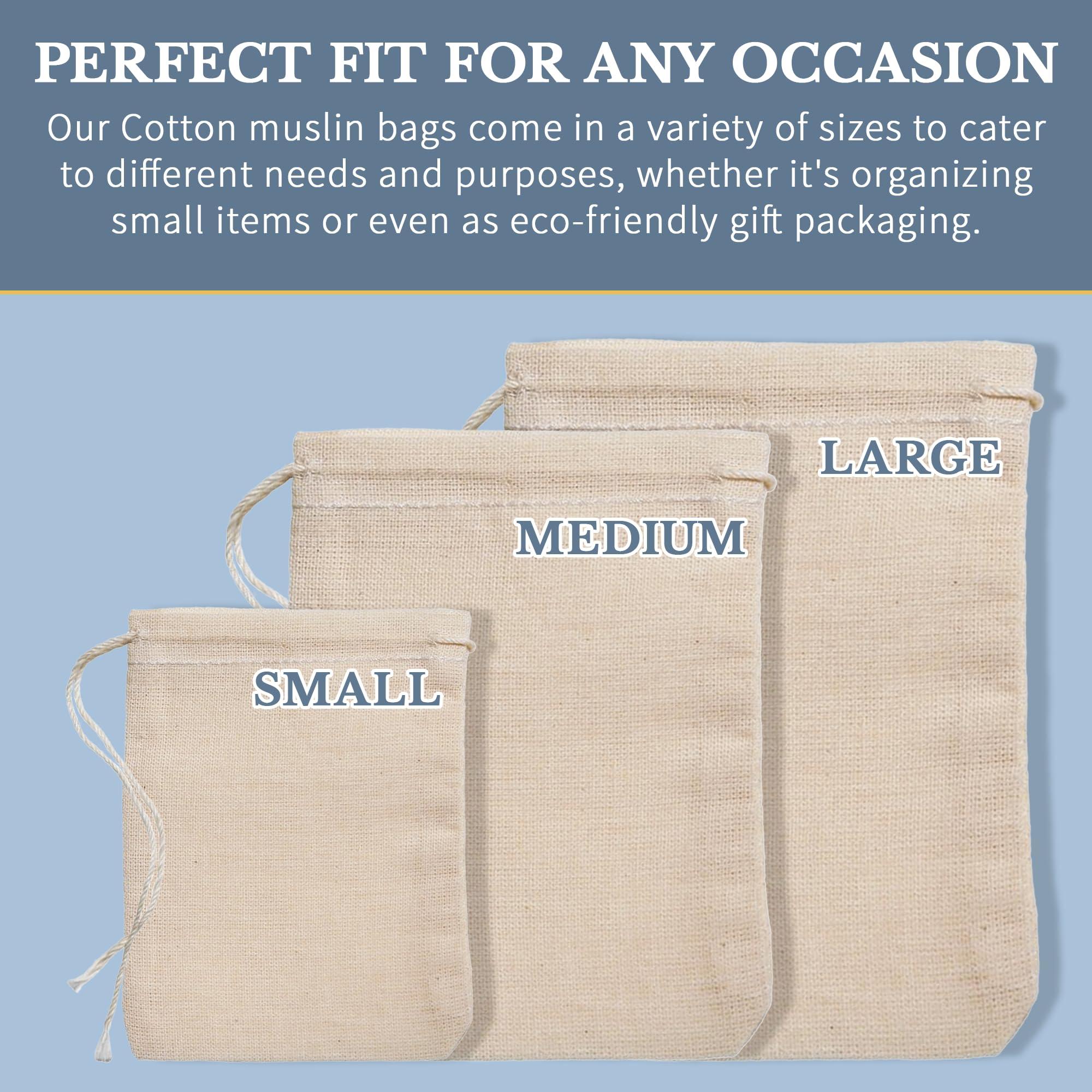 Celestial Gifts Celestial Gifts Muslin Bags - Drawstring Bags Small 500pcs - 3x5, Reusable Tea Bags, Jewelry Gift, Spice and Cotton Gift Sachet Bags - 100% Cotton - Made in USA - (Natural Hem & Drawstring)