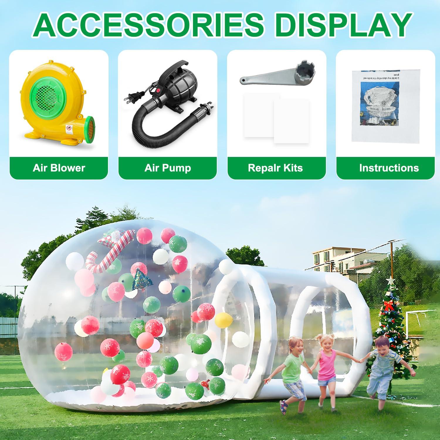SUDOO Inflatable Bubble Balloon House, Inflatable Tent Bubble House 10ft Dome 6ft Tunnel for Kids/Home/Wedding/Garden Party, Malls, Parks Event Exhibition, Clear Dome Balloon Garden Tent with Blower/Pump