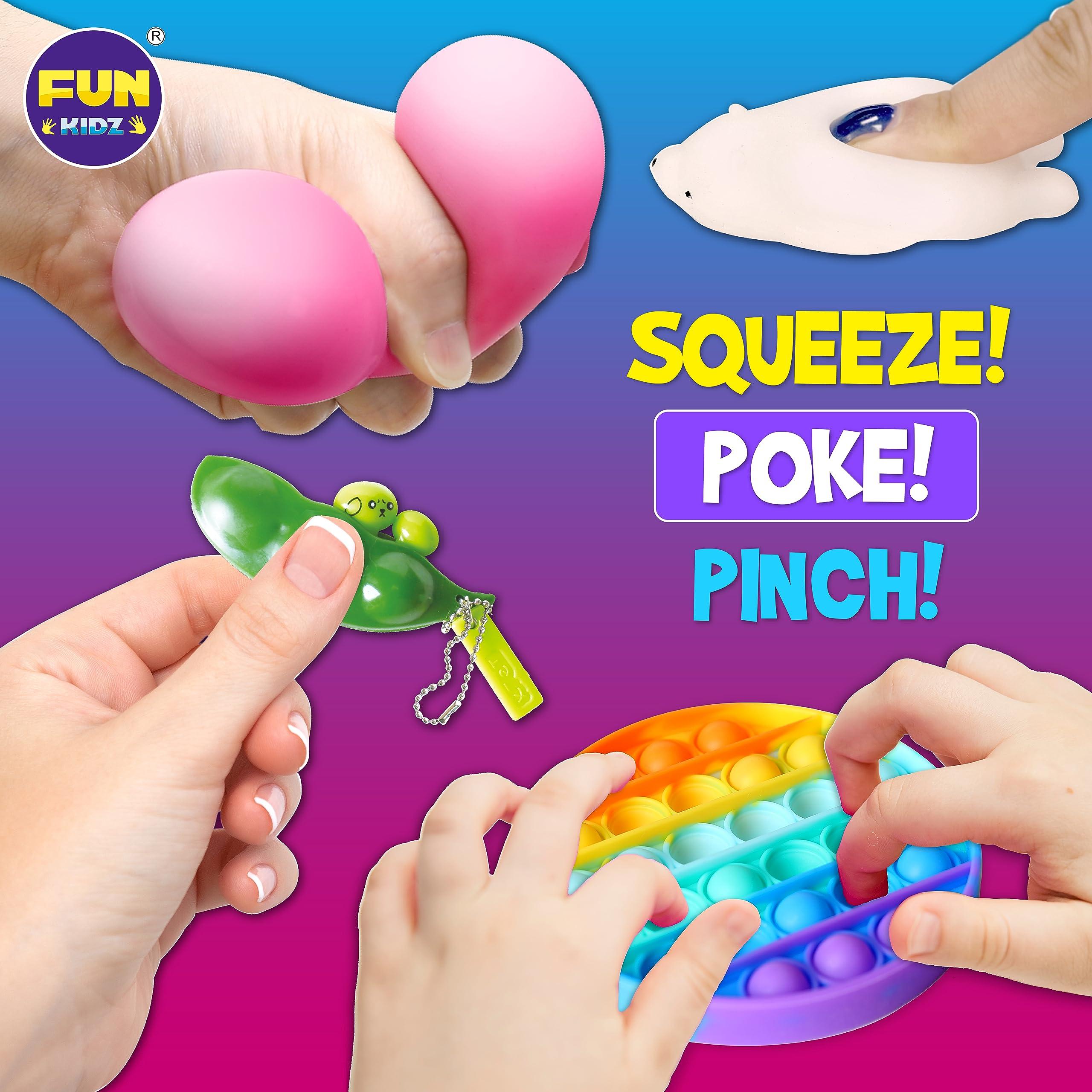 FUN KIDZ Fidget Pack Box for Boys Girls 4-12, FunKidz Fidget Toys for Kids 5-7 Autistic Sensory Mystery Birthday Gifts in Reusable Portable Treasure Box Nice Party Favors