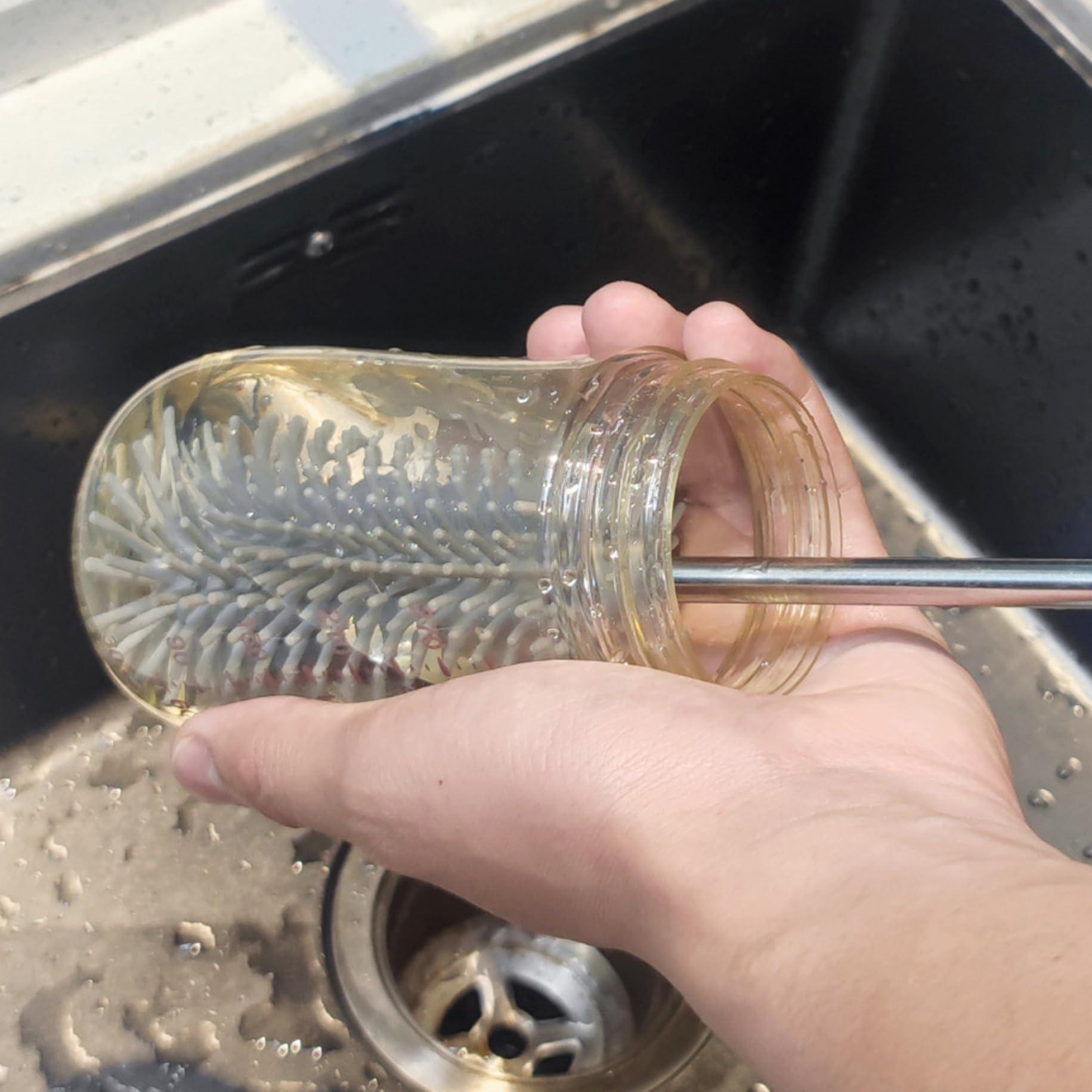 Pineeseatile Bottle Cleaner Brush Set Electric Bottle Brush Cleaner with Anti-Slip Stand, Waterproof Safe Baby Bottle Washer with 4 Replacement Heads, Reusable Bottle Cleaner Brush Set