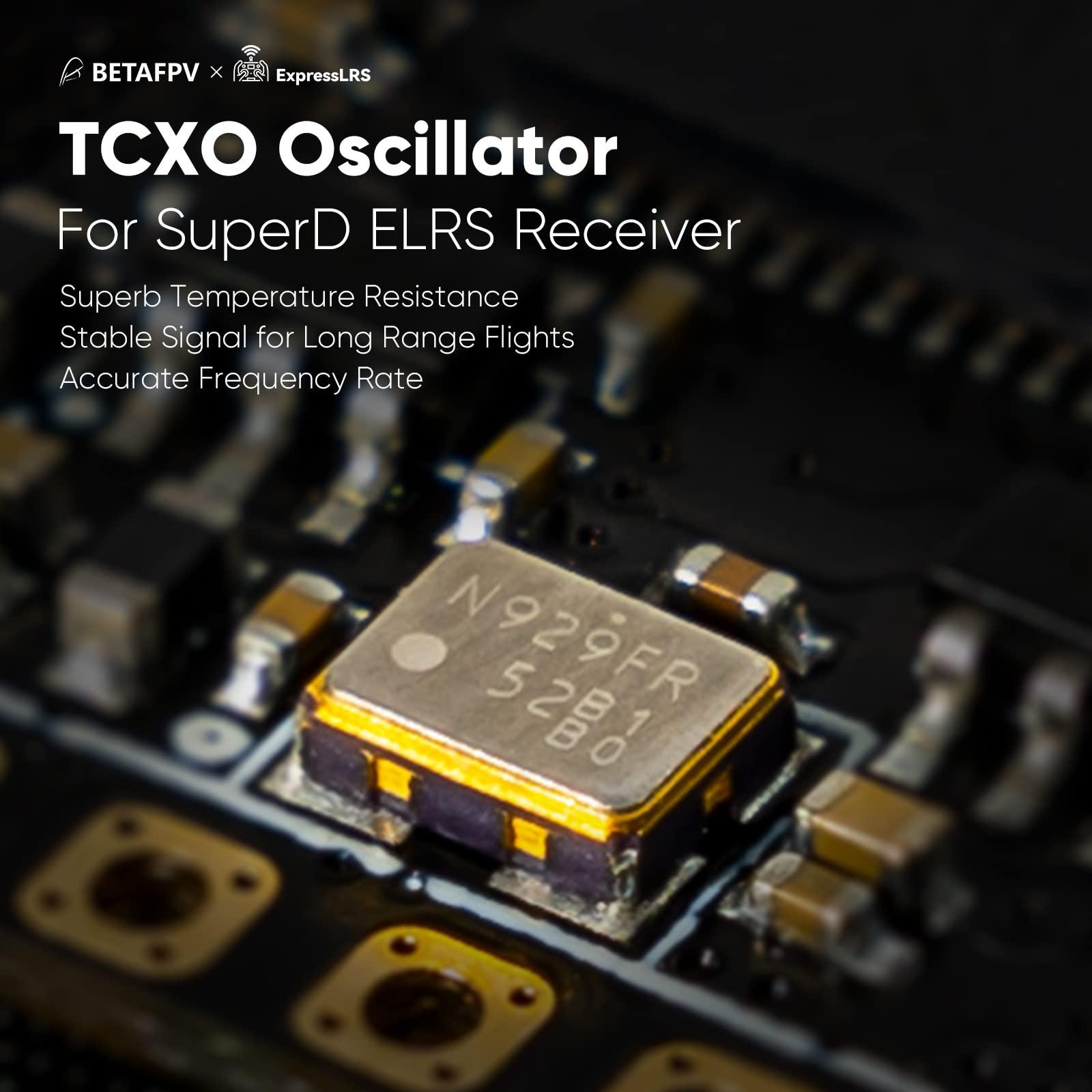 BETAFPV BETAFPV SuperD ExpressLRS 2.4GHz V3.0 Diversity Receiver with Two Antennas TXCO Tech Long Range Performance Support CRSF Protocol Compatible with FPV Drone Freestyle and Fixed-Wing Aircraft