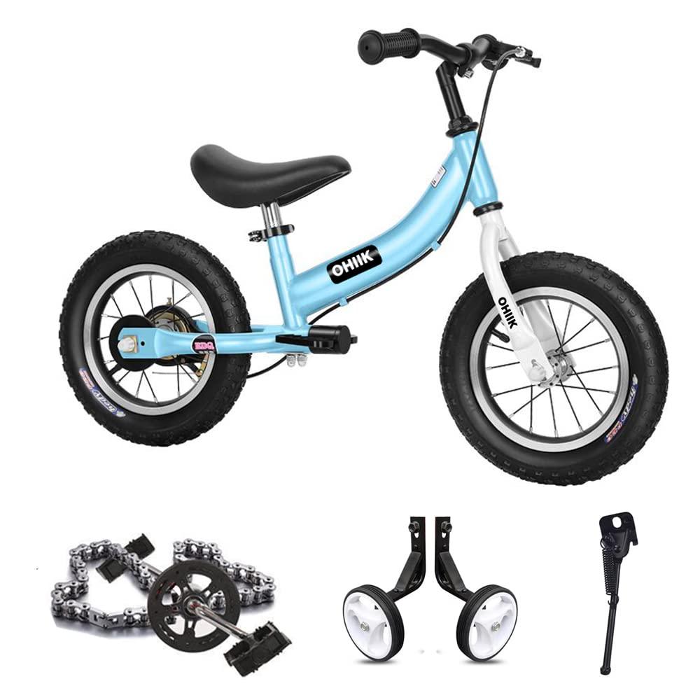 OHIIK OHIIK Balance Bike 2 in 1 for Kids 3 4 5 6 7 Years Old,Balance to Pedals Bike,12 14 16 inch Kids Bike,with Pedal kit,Training Wheels,Brakes (14 inch, Blue)